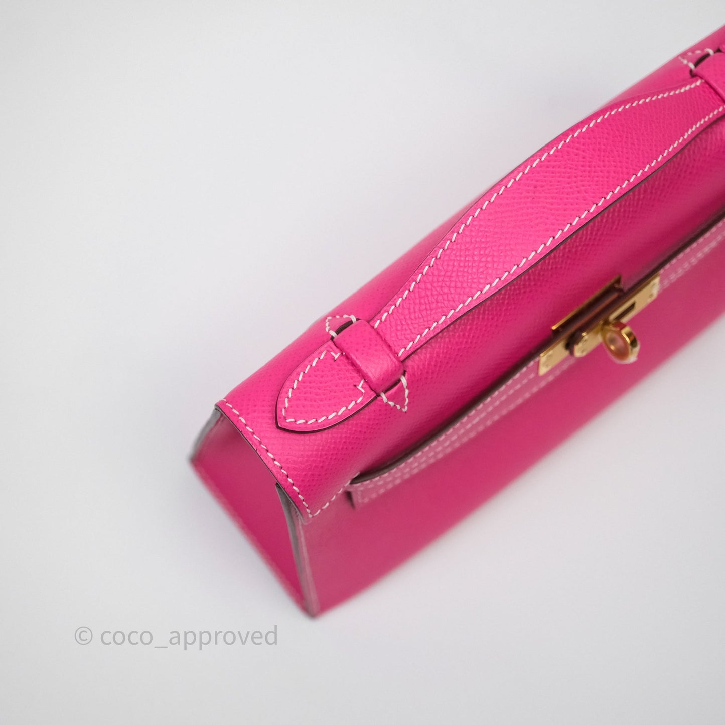 Hermès Kelly Pochette Clutch Rose Tyrien Epsom Gold Hardware
