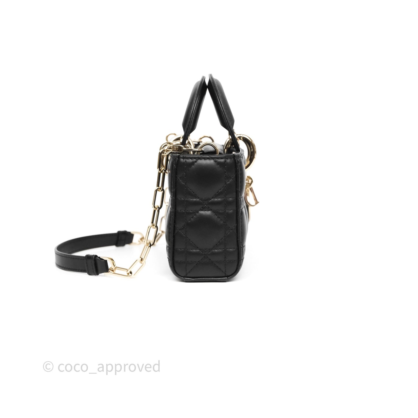 Christian Dior Mini Lady D-Joy Bag Black Cannage Lambskin Gold Hardware