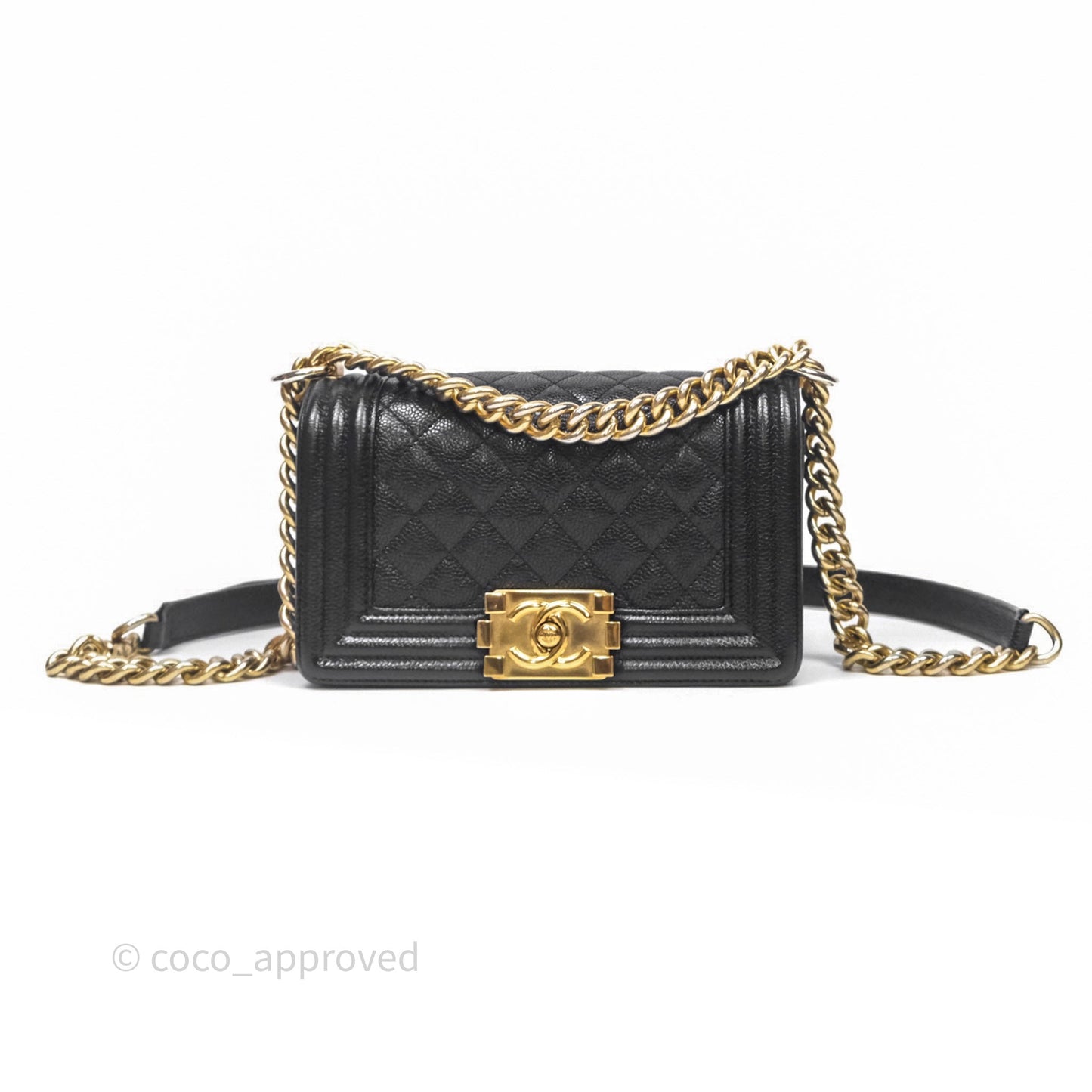 Chanel Small Boy Black Caviar Gold Hardware
