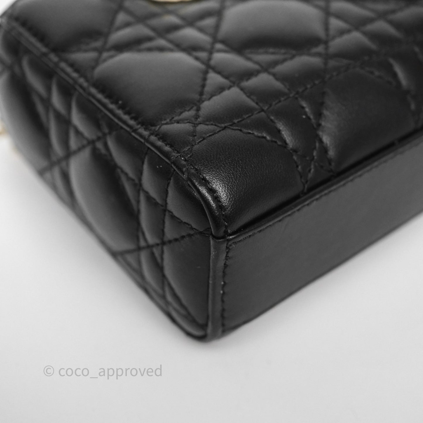 Christian Dior Mini Lady D-Joy Bag Black Cannage Lambskin Gold Hardware