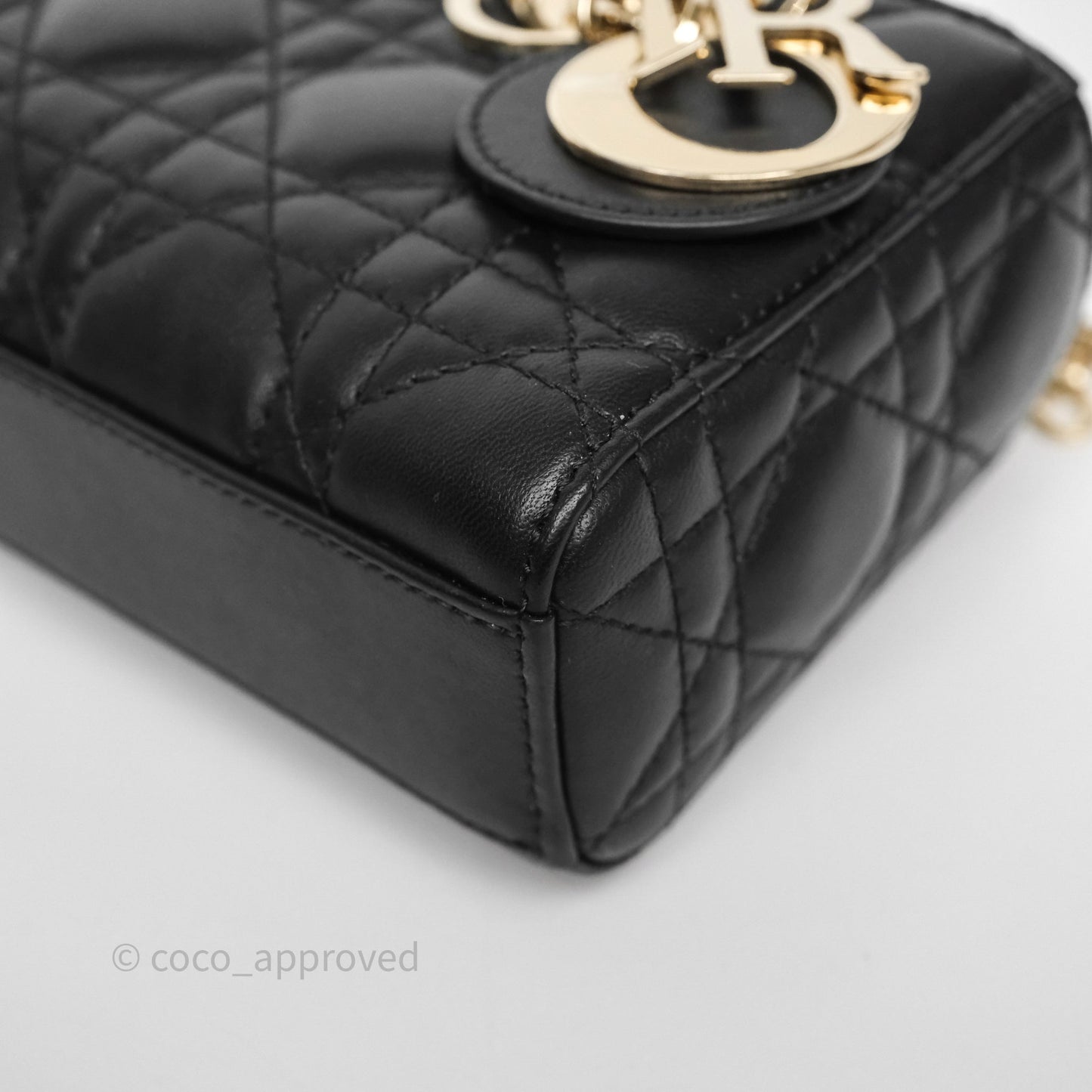 Christian Dior Mini Lady D-Joy Bag Black Cannage Lambskin Gold Hardware