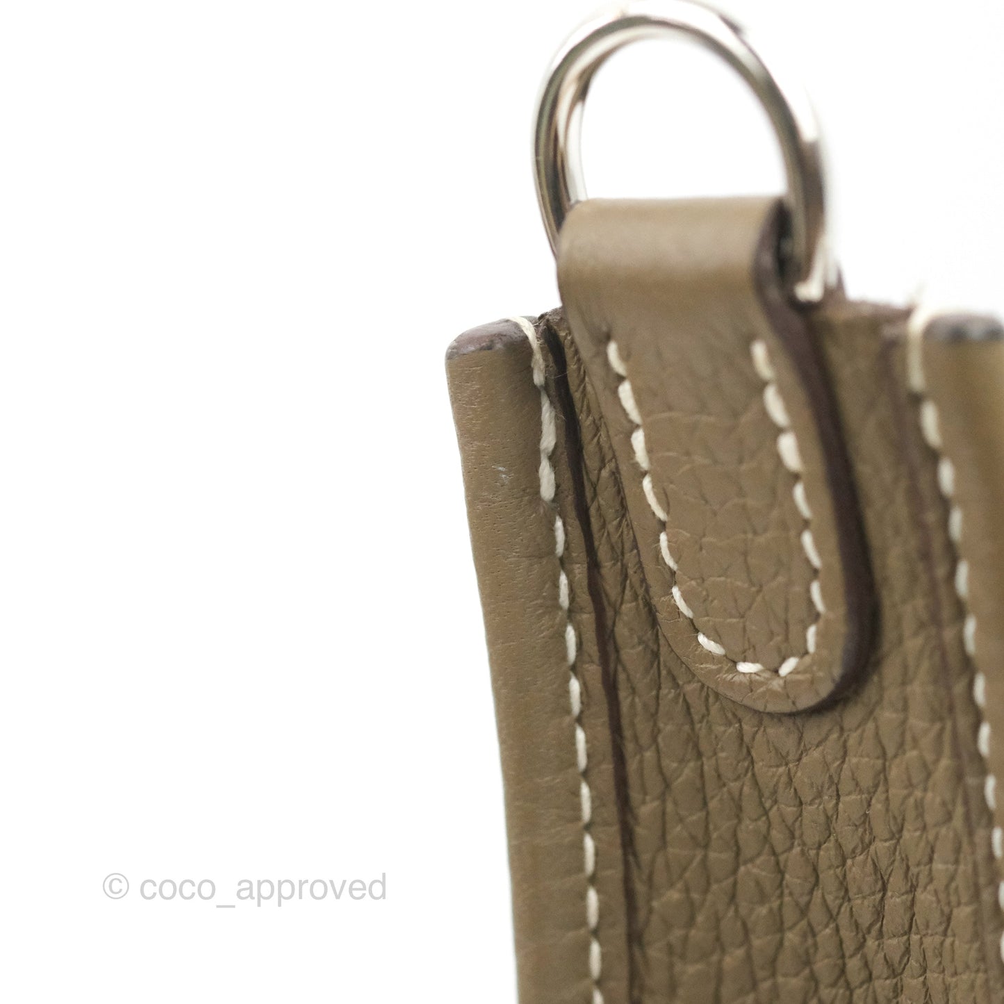 Hermès Mini Evelyne 16 Etoupe Clemence Silver Hardware with Bleu Indigo Strap