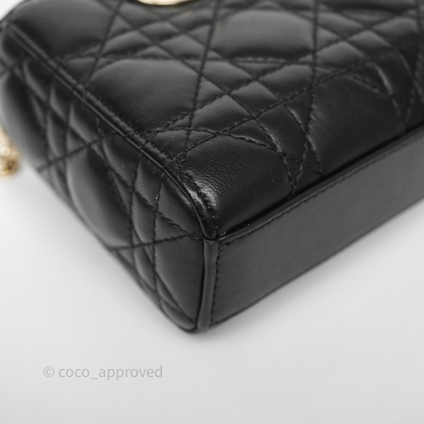 Christian Dior Mini Lady D-Joy Bag Black Cannage Lambskin Gold Hardware