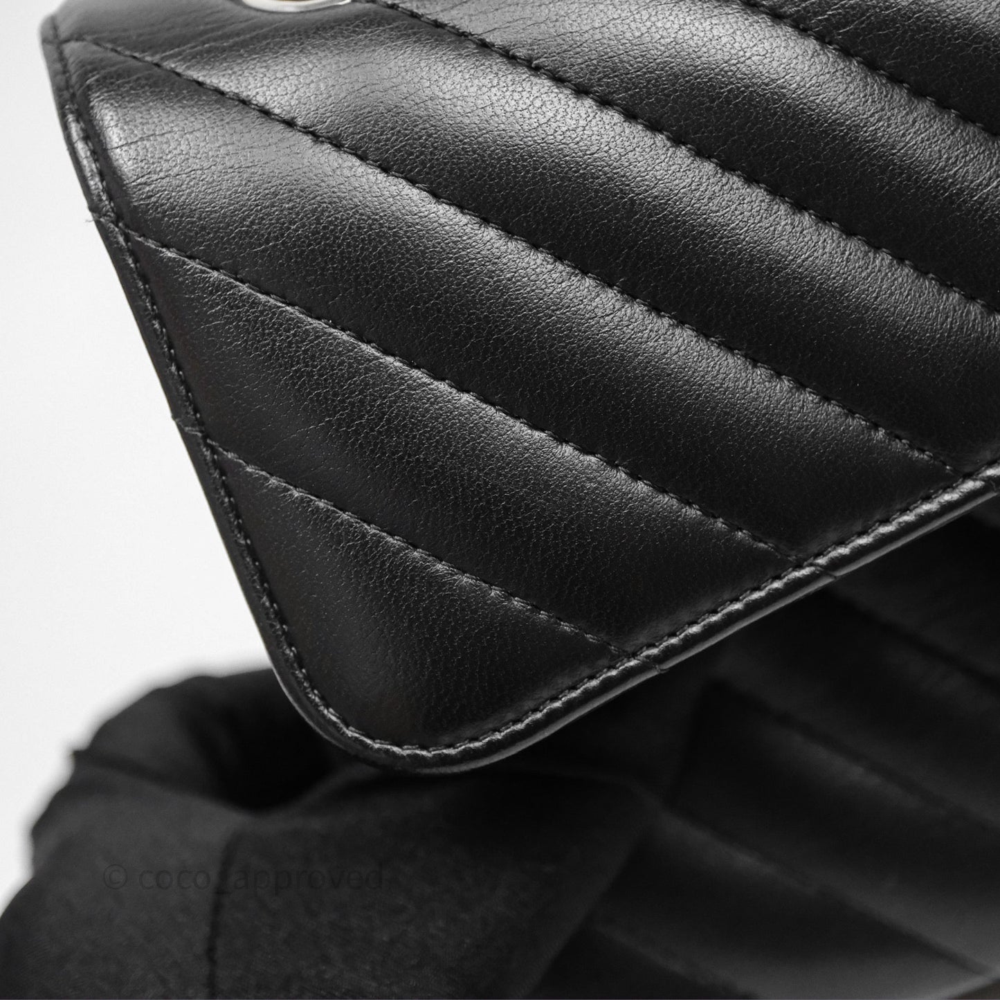 Chanel Small Flap Chevron Black lambskin Silver Hardware