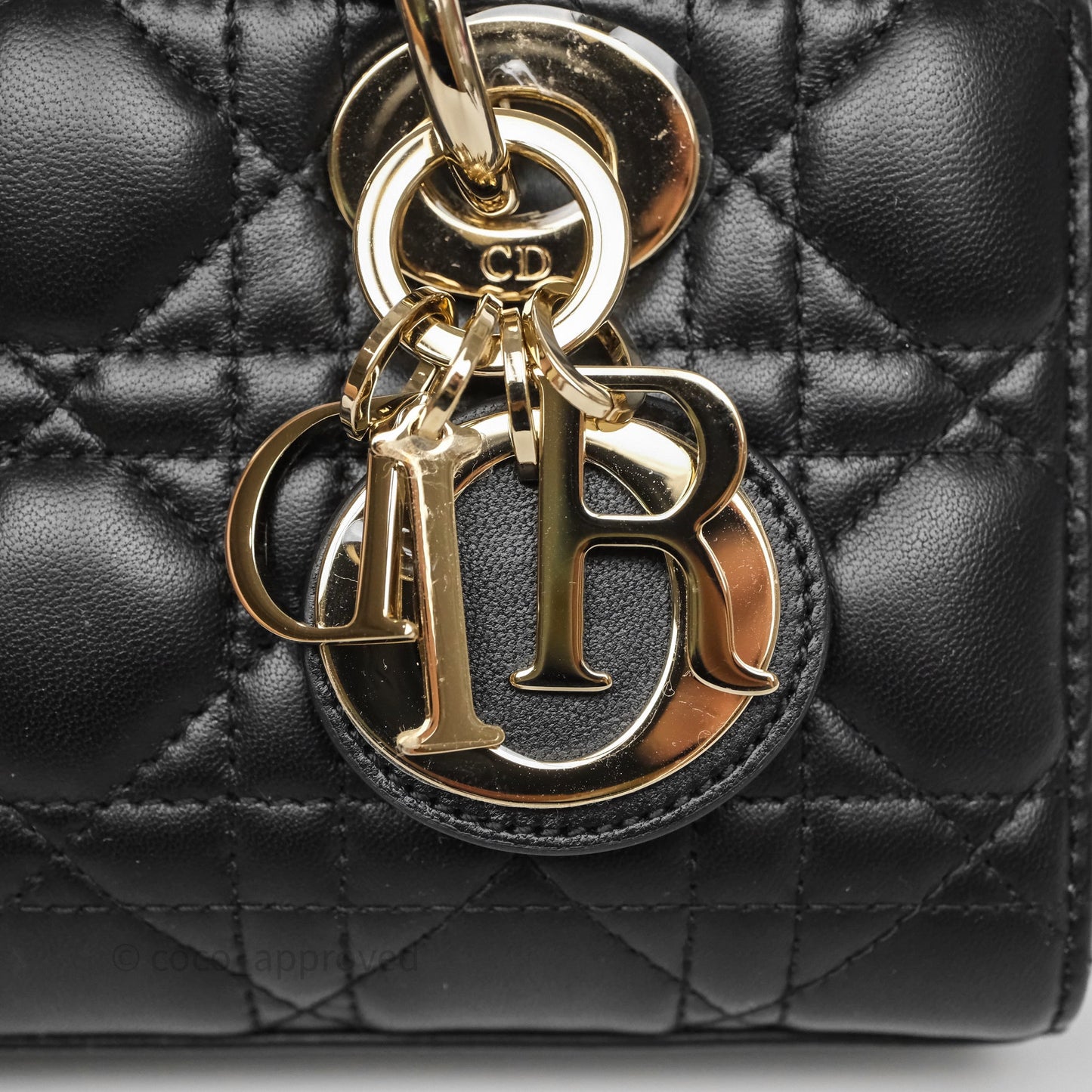Christian Dior Mini Lady D-Joy Bag Black Cannage Lambskin Gold Hardware