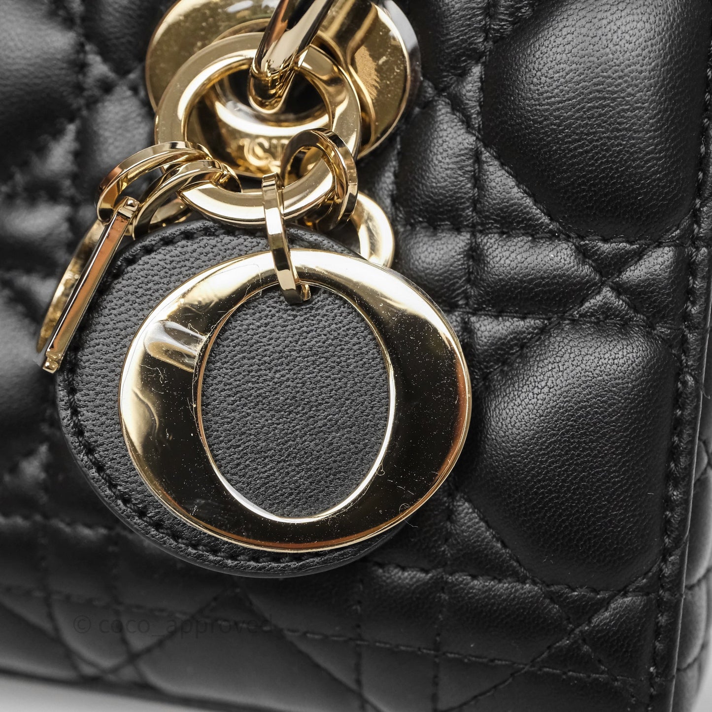 Christian Dior Mini Lady D-Joy Bag Black Cannage Lambskin Gold Hardware