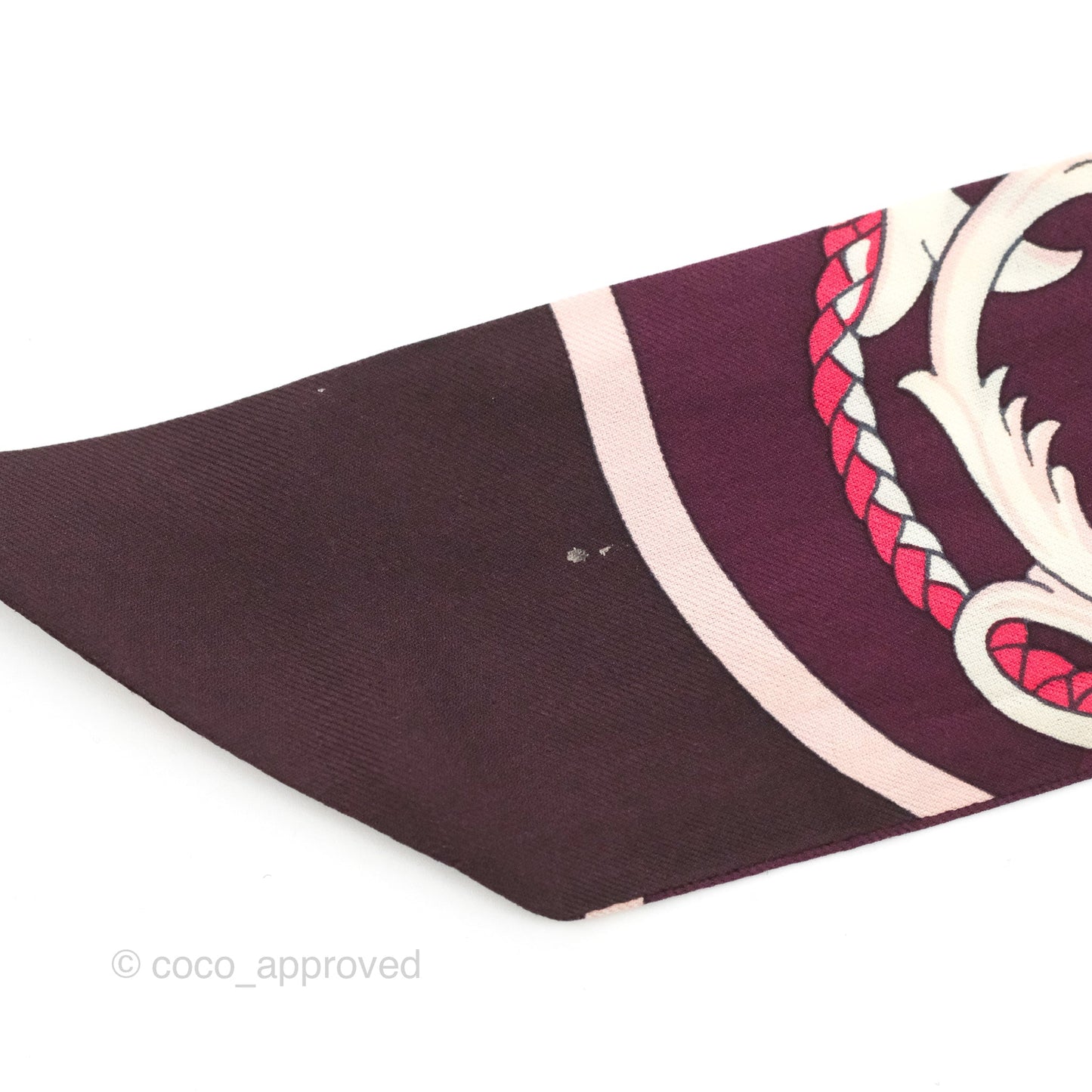 Hermes Les Cles Silk Twilly Bordeaux