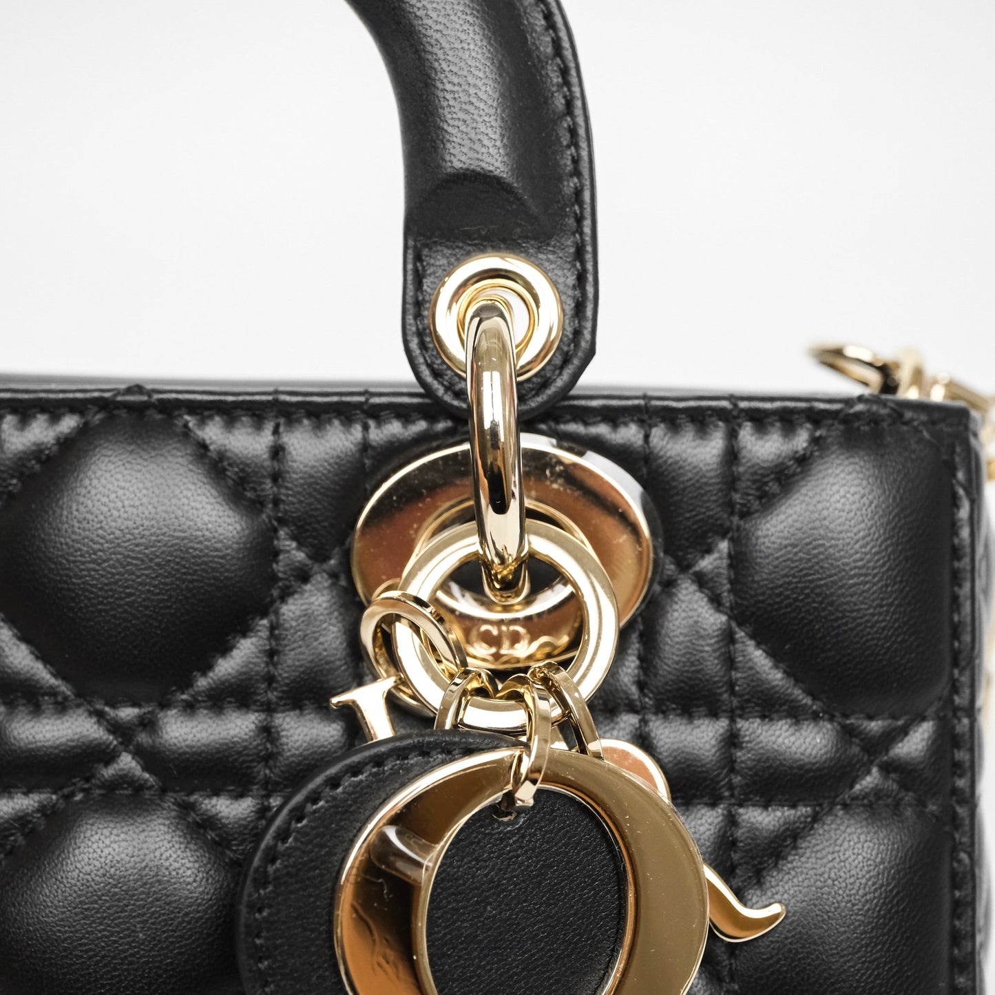 Christian Dior Mini Lady D-Joy Bag Black Cannage Lambskin Gold Hardware