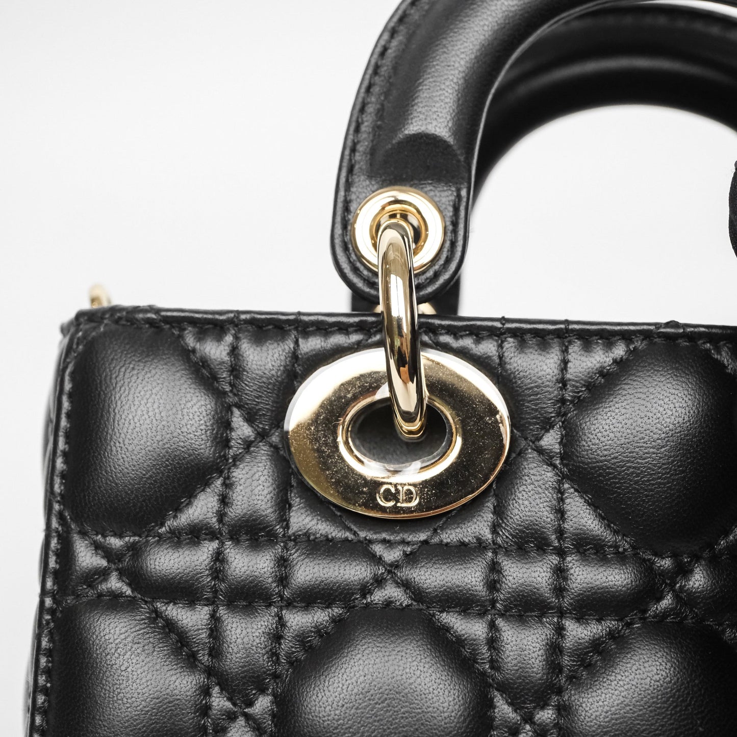 Christian Dior Mini Lady D-Joy Bag Black Cannage Lambskin Gold Hardware