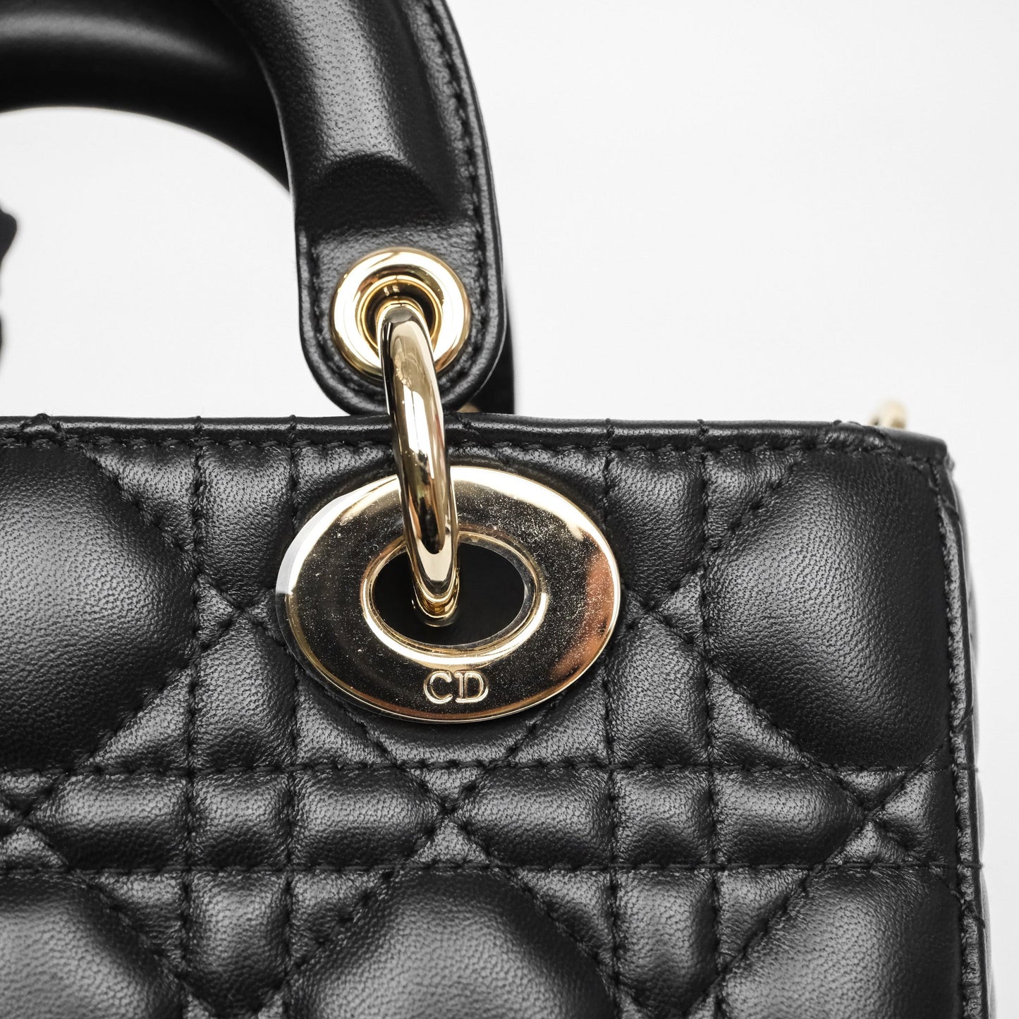 Christian Dior Mini Lady D-Joy Bag Black Cannage Lambskin Gold Hardware