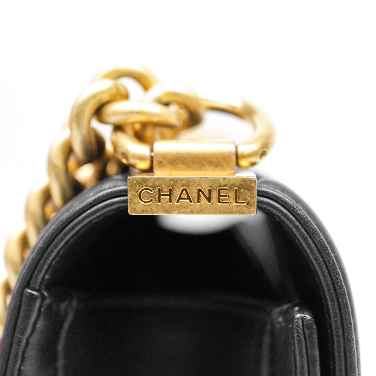 Chanel Medium Boy Quilted Black Calfskin Aged Gold Hardware