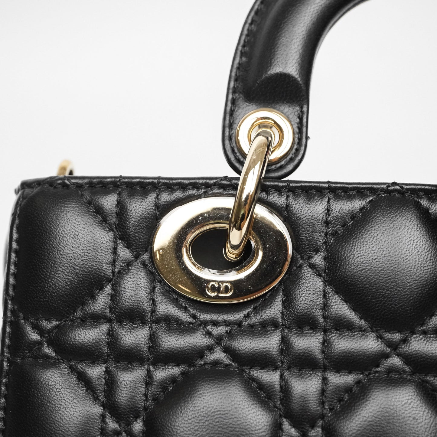 Christian Dior Mini Lady D-Joy Bag Black Cannage Lambskin Gold Hardware