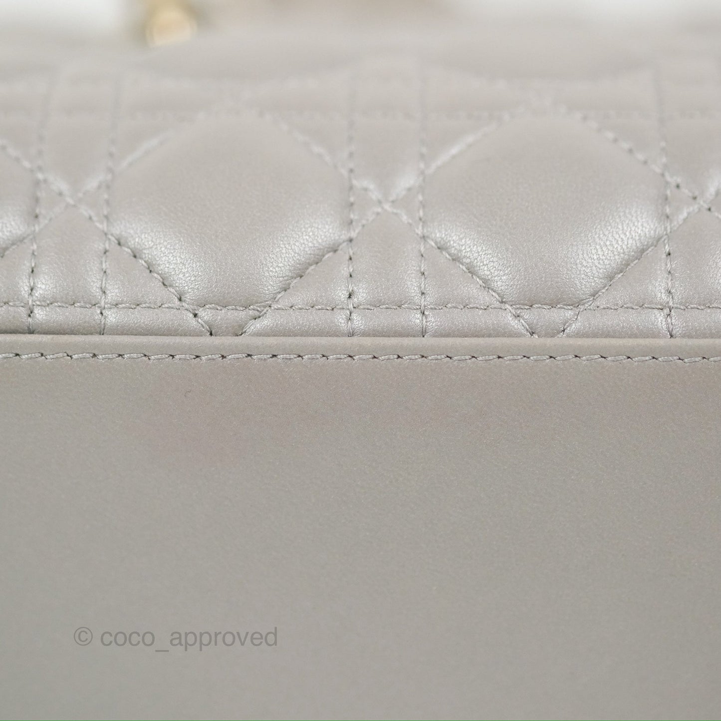 Christian Dior Medium Lady Dior Grey Lambskin Gold Hardware Fox Charm