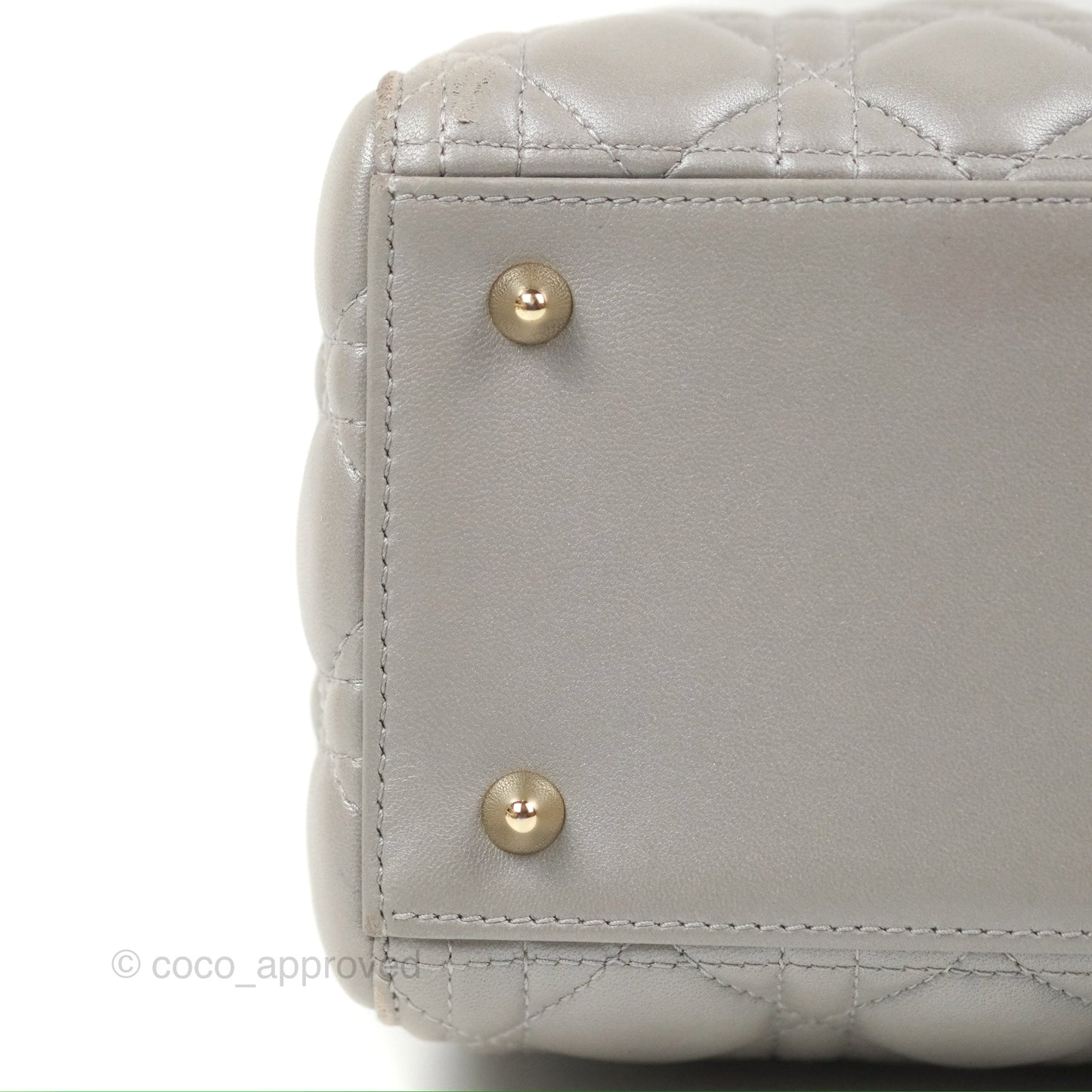 Christian Dior Medium Lady Dior Grey Lambskin Gold Hardware Fox Charm