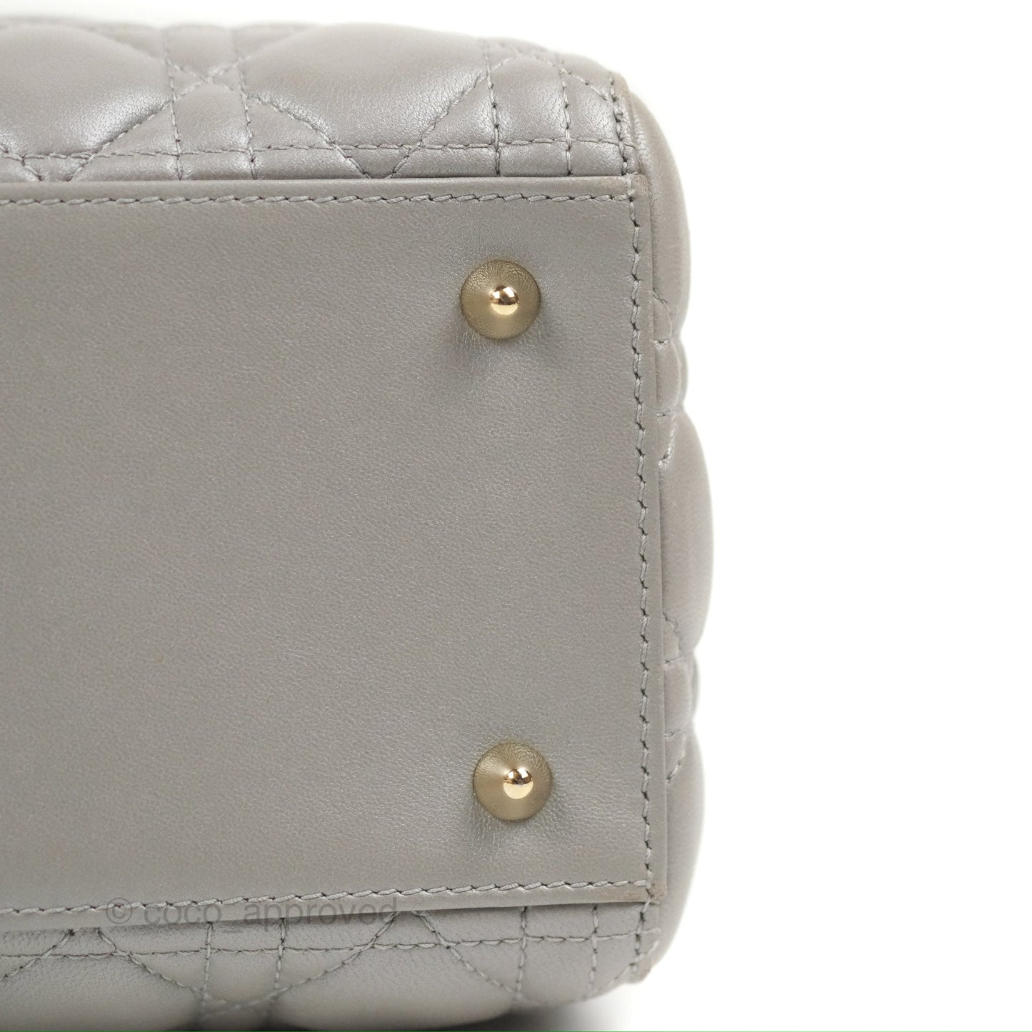 Christian Dior Medium Lady Dior Grey Lambskin Gold Hardware Fox Charm