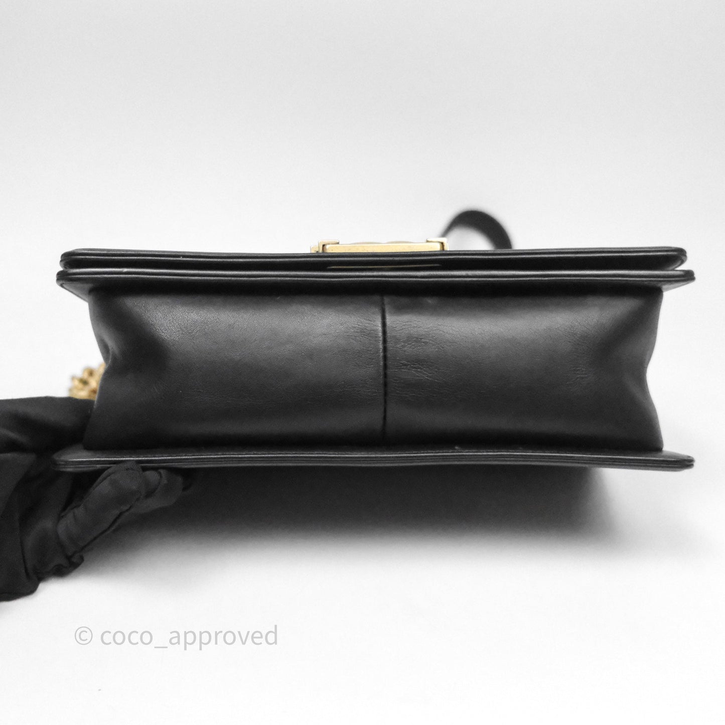 Chanel Medium Boy Quilted Black Calfskin Aged Gold Hardware