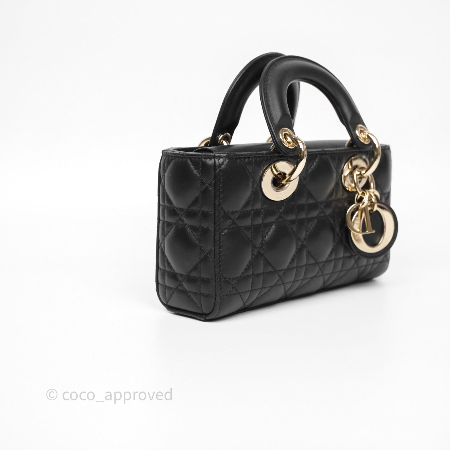 Christian Dior Mini Lady D-Joy Bag Black Cannage Lambskin Gold Hardware