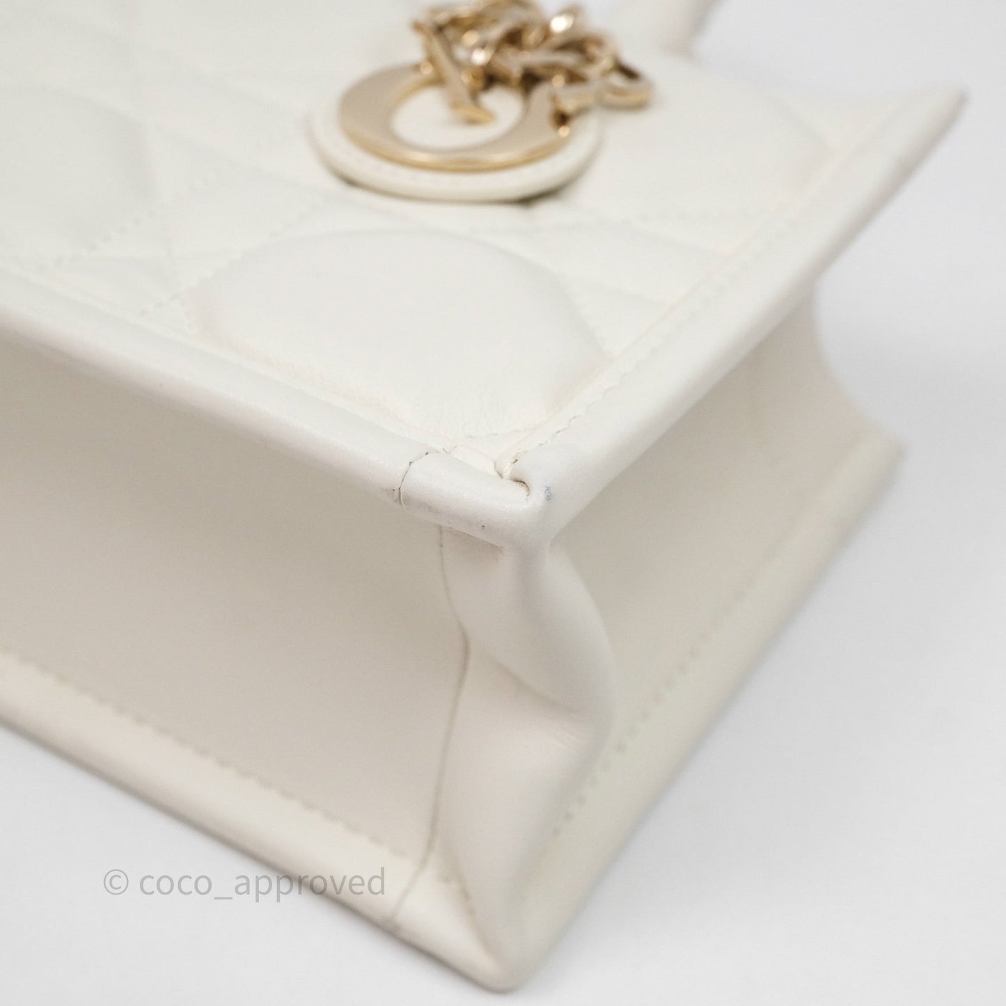Christian Dior Mini Dior Book Tote Latte Macrocannage Calfskin Gold Hardware