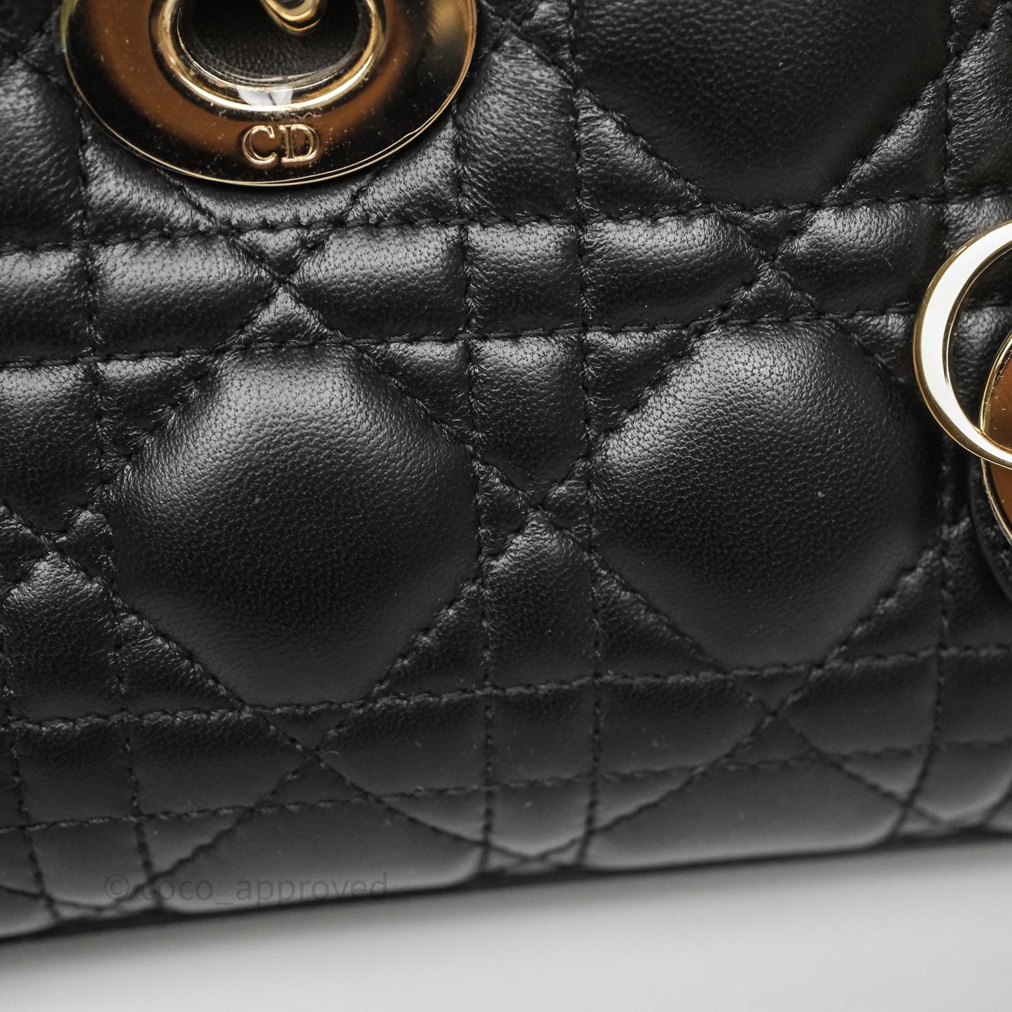 Christian Dior Mini Lady D-Joy Bag Black Cannage Lambskin Gold Hardware