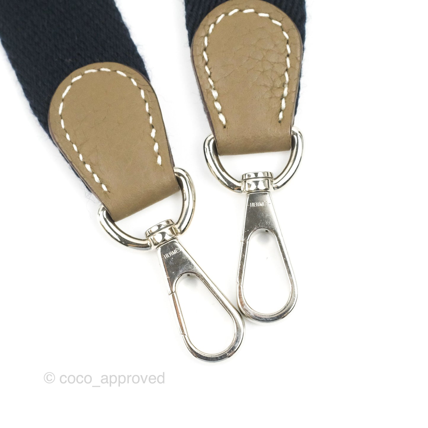 Hermès Mini Evelyne 16 Etoupe Clemence Silver Hardware with Bleu Indigo Strap