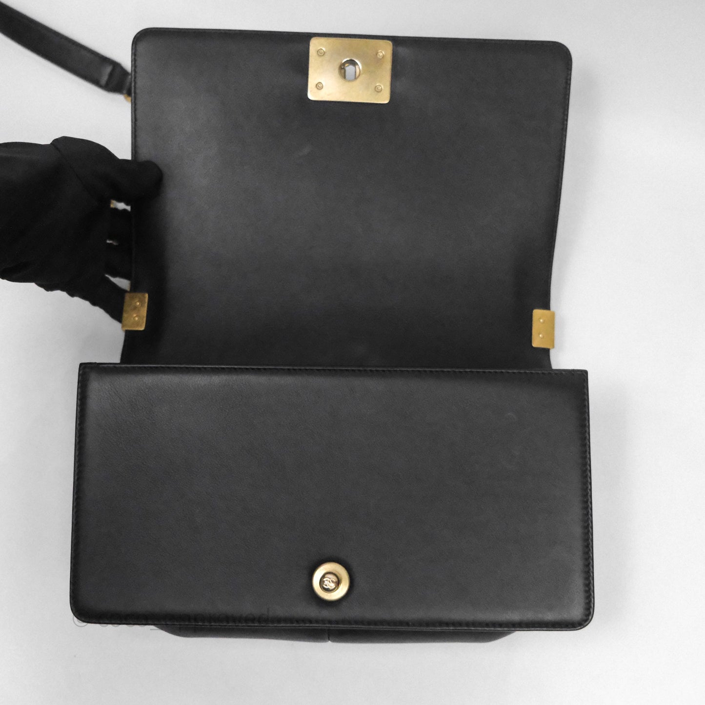 Chanel Medium Boy Quilted Black Calfskin Aged Gold Hardware