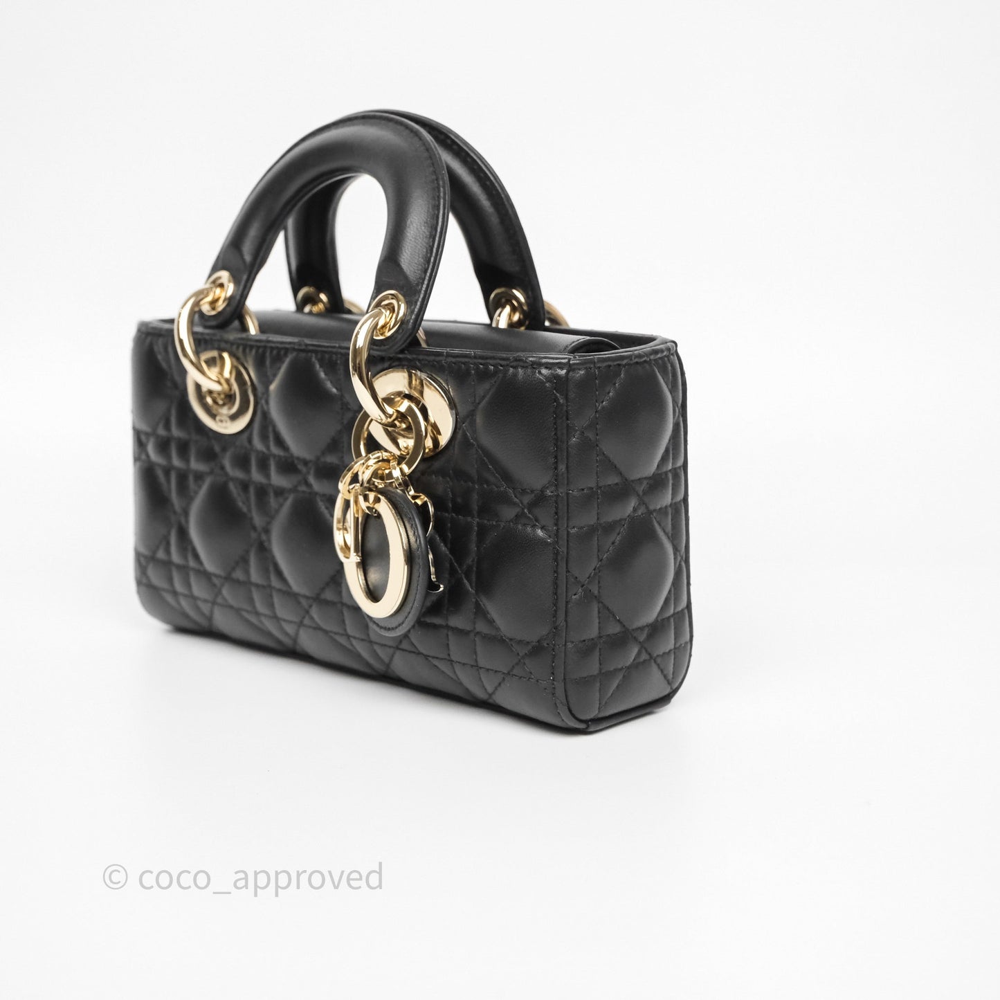 Christian Dior Mini Lady D-Joy Bag Black Cannage Lambskin Gold Hardware