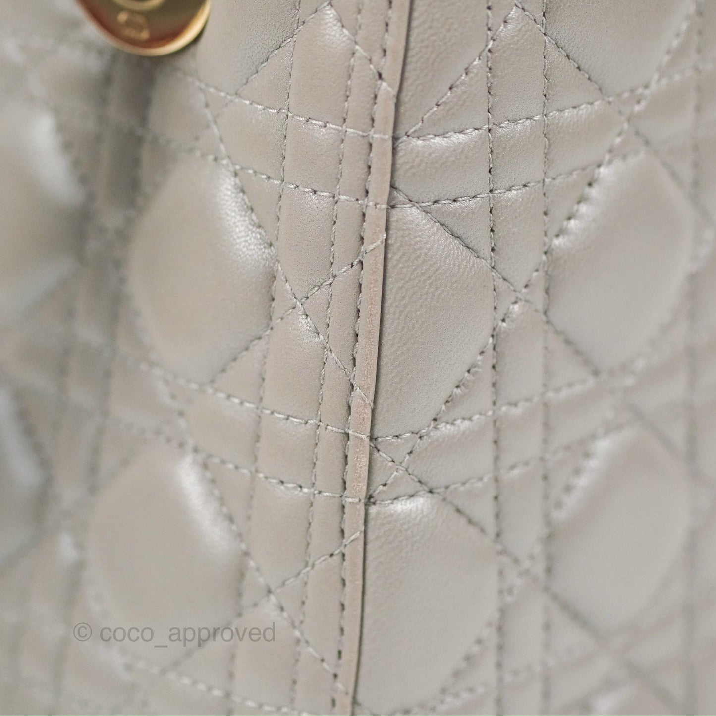 Christian Dior Medium Lady Dior Grey Lambskin Gold Hardware Fox Charm