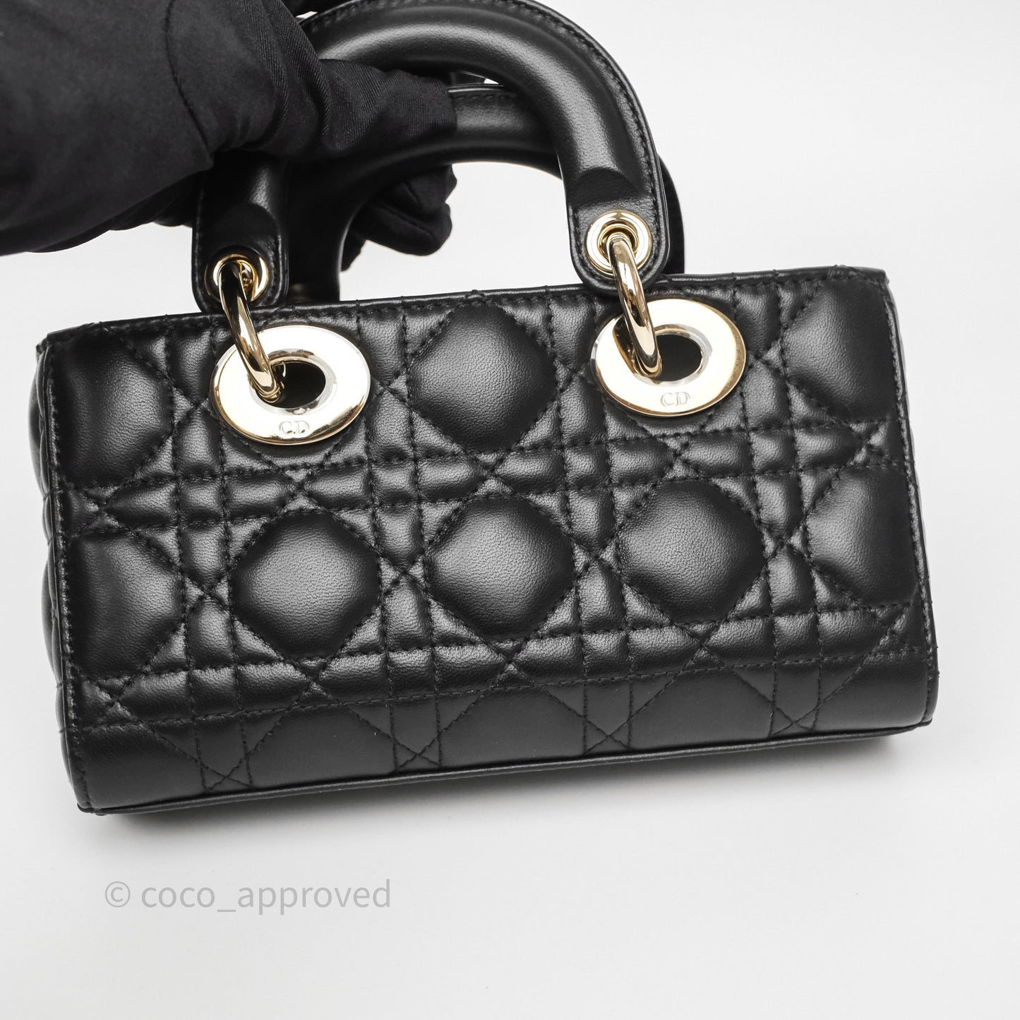 Christian Dior Mini Lady D-Joy Bag Black Cannage Lambskin Gold Hardware