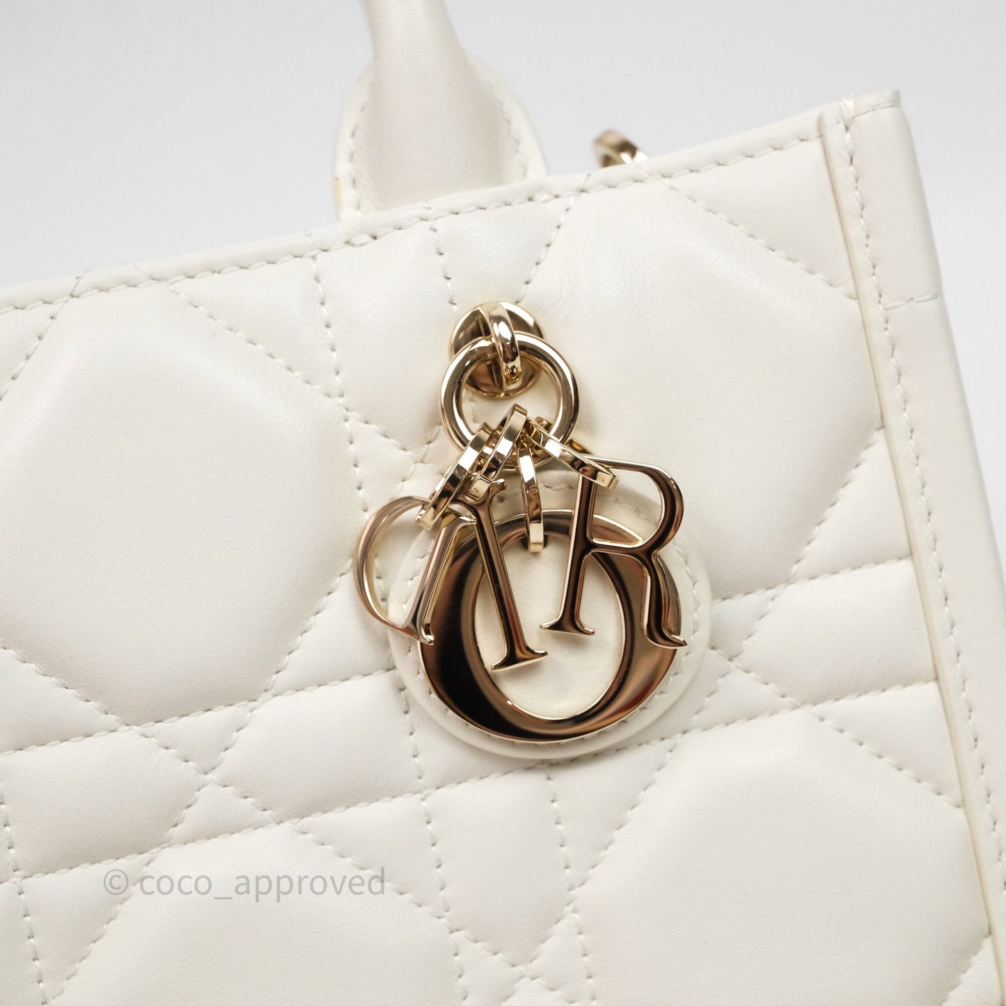 Christian Dior Mini Dior Book Tote Latte Macrocannage Calfskin Gold Hardware