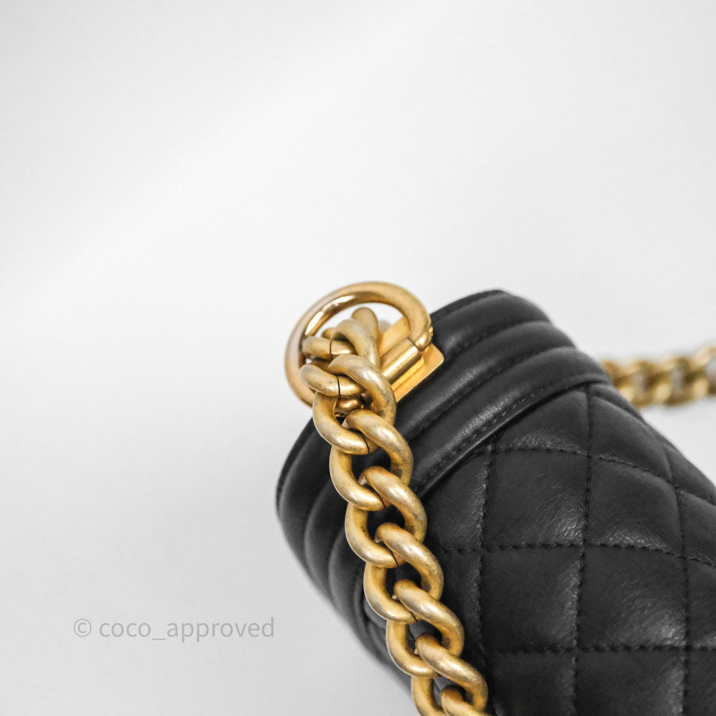 Chanel Medium Boy Quilted Black Calfskin Aged Gold Hardware