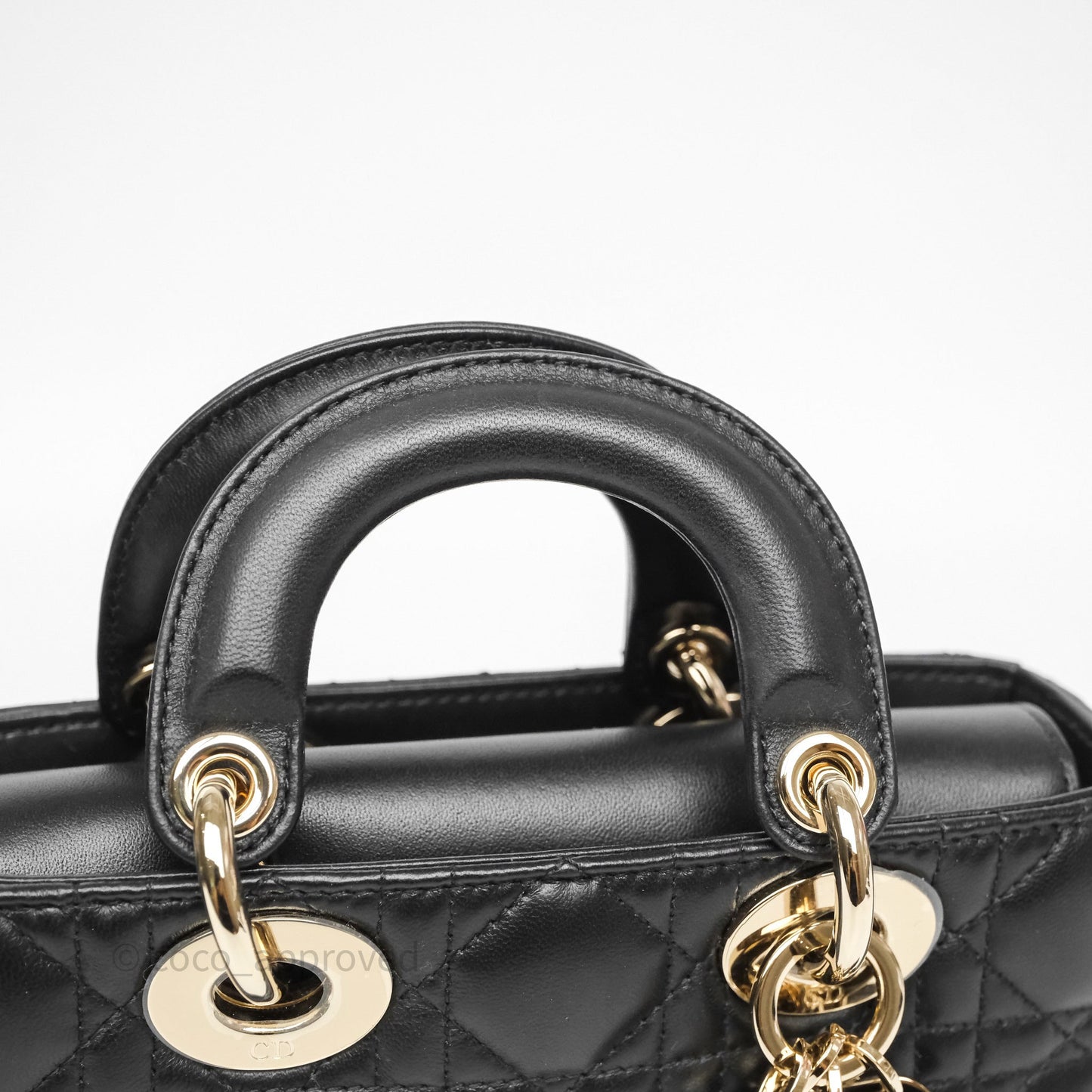 Christian Dior Mini Lady D-Joy Bag Black Cannage Lambskin Gold Hardware