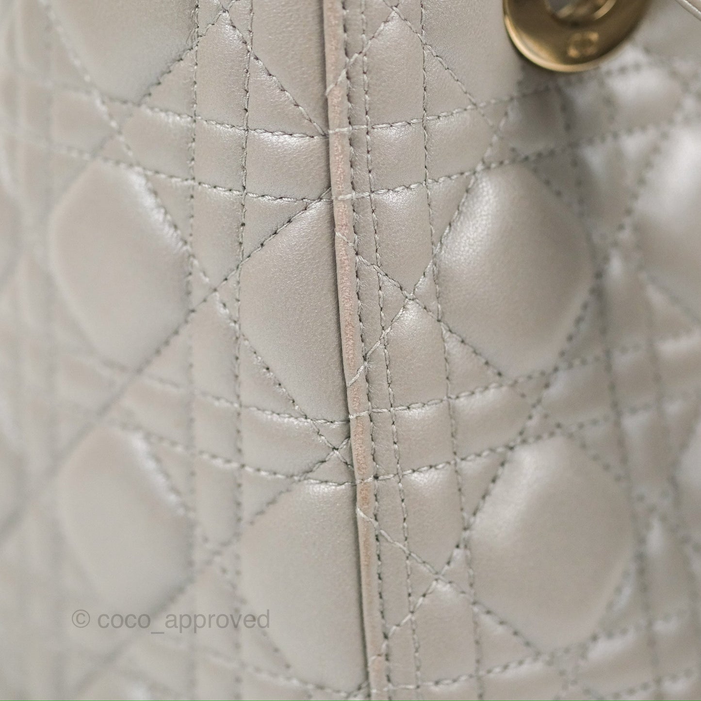Christian Dior Medium Lady Dior Grey Lambskin Gold Hardware Fox Charm
