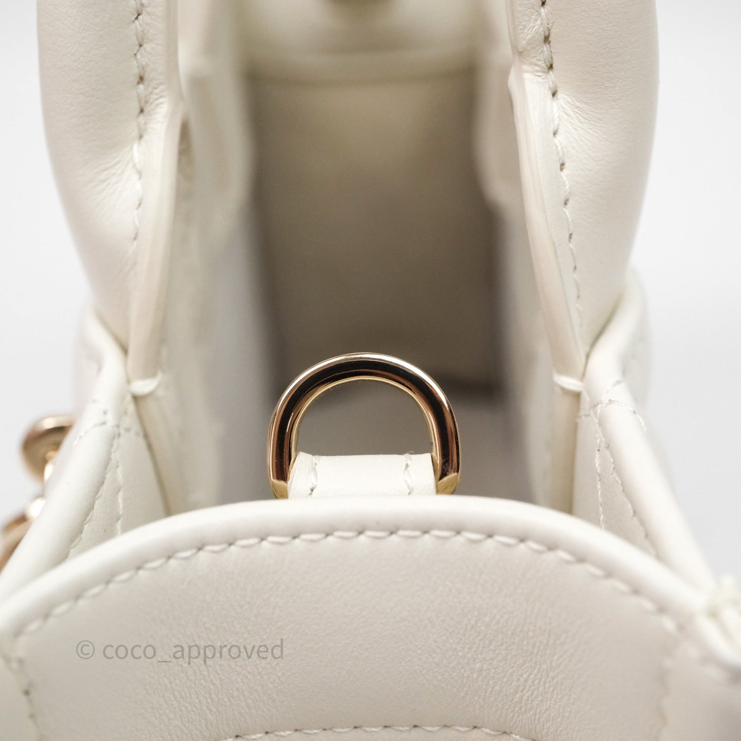 Christian Dior Mini Dior Book Tote Latte Macrocannage Calfskin Gold Hardware