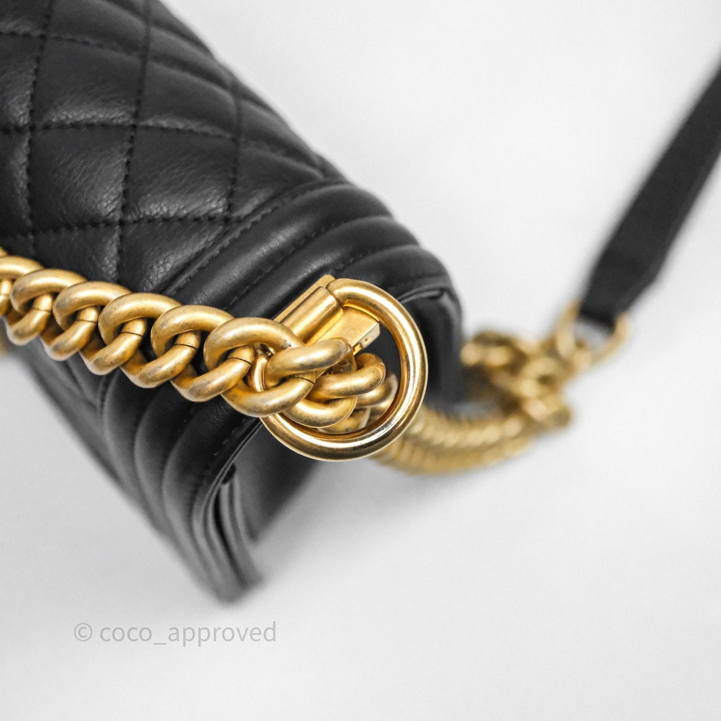Chanel Medium Boy Quilted Black Calfskin Aged Gold Hardware