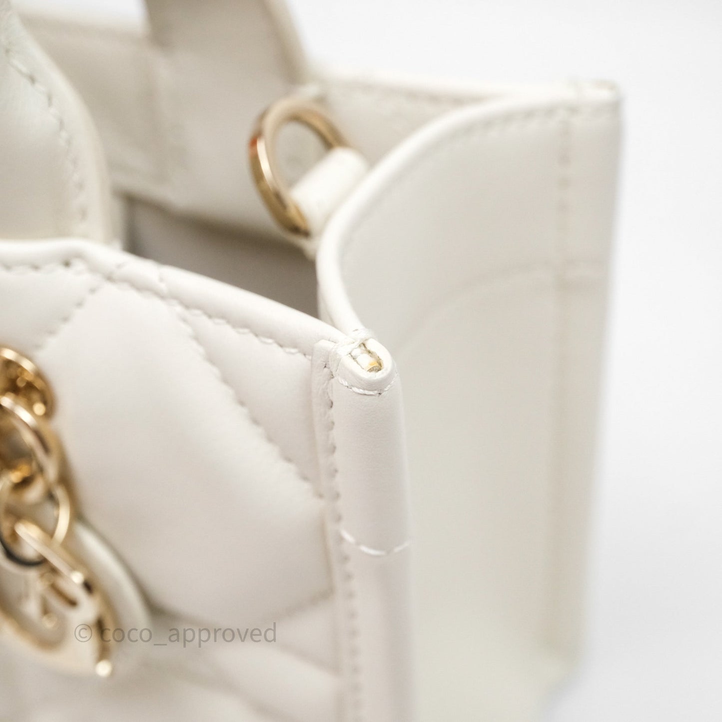 Christian Dior Mini Dior Book Tote Latte Macrocannage Calfskin Gold Hardware
