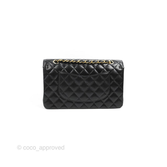 Chanel Classic M/L Medium Flap Quilted Black Caviar Gold Hardware