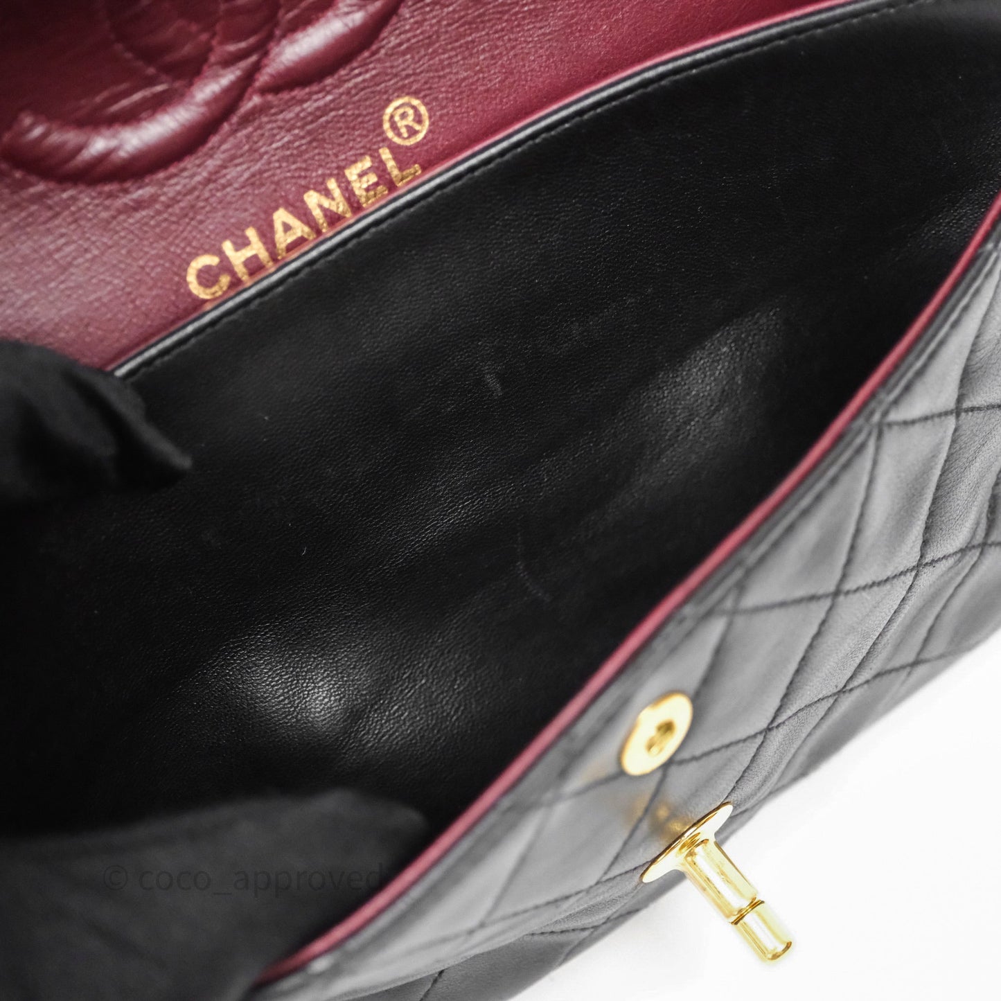 Chanel Vintage Lambskin Small Double Flap Bag Black Gold Hardware