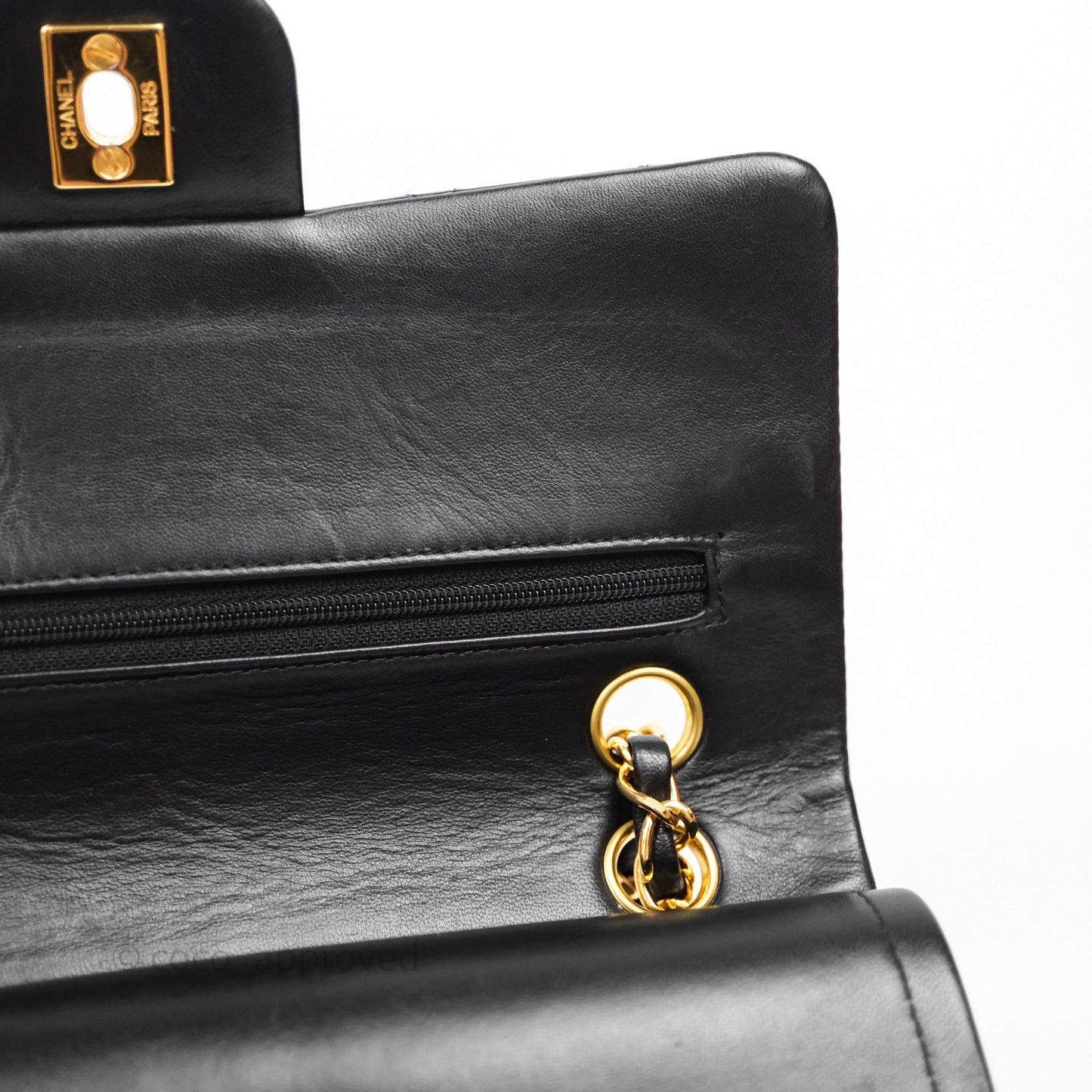 Chanel Vintage Lambskin Small Double Flap Bag Black Gold Hardware