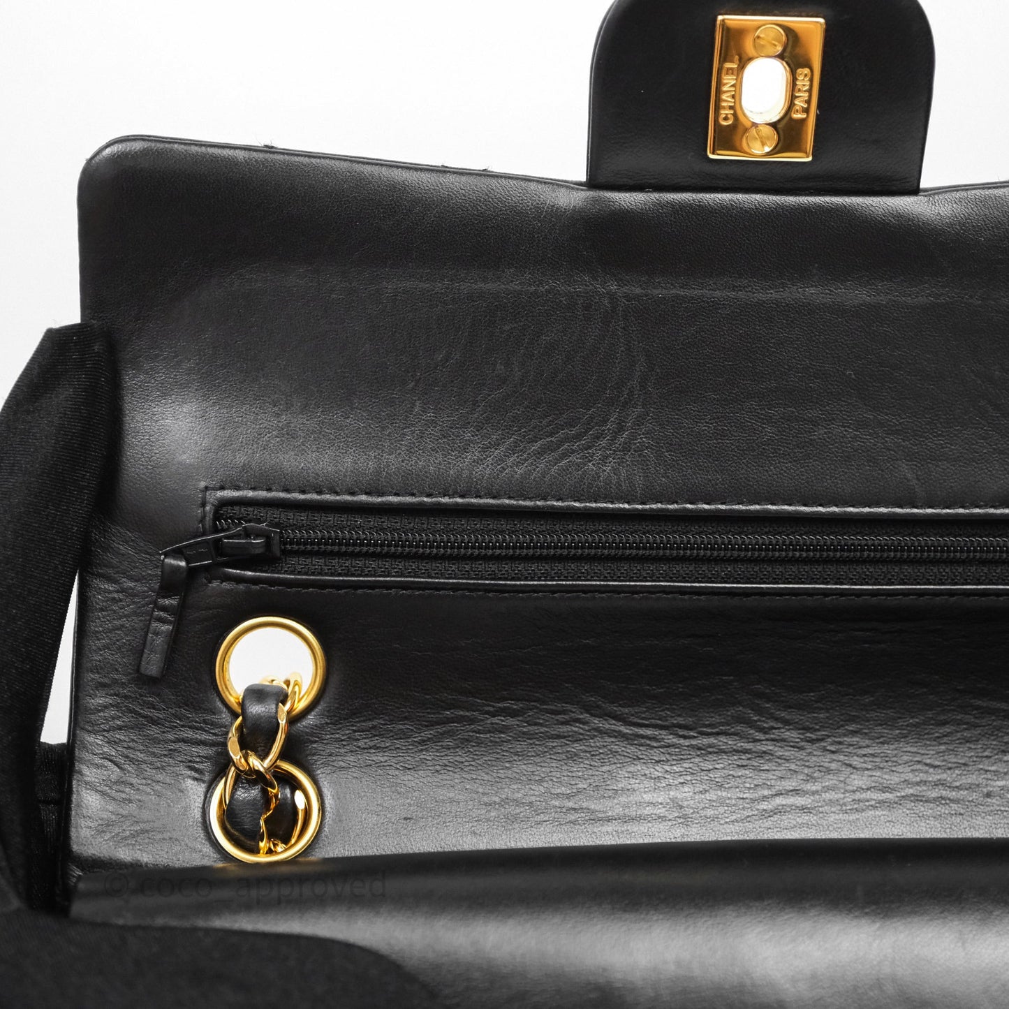 Chanel Vintage Lambskin Small Double Flap Bag Black Gold Hardware