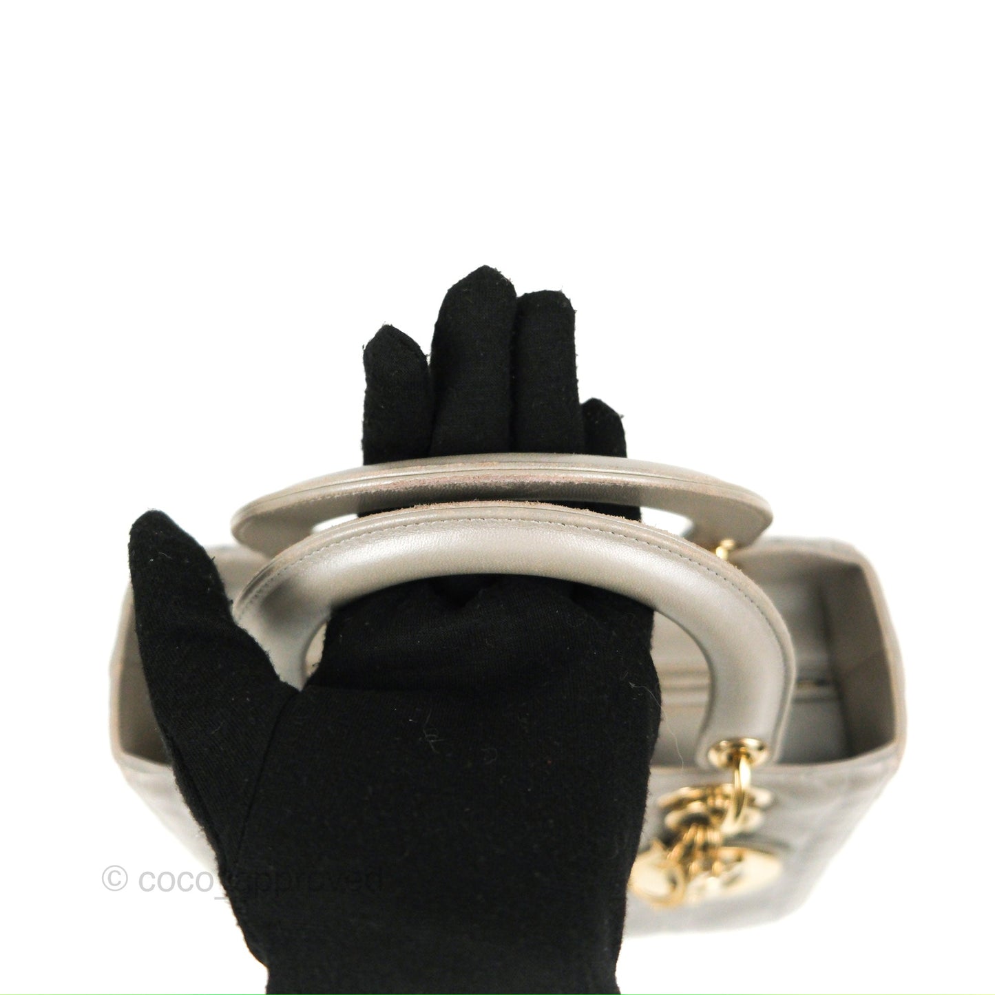 Christian Dior Medium Lady Dior Grey Lambskin Gold Hardware Fox Charm