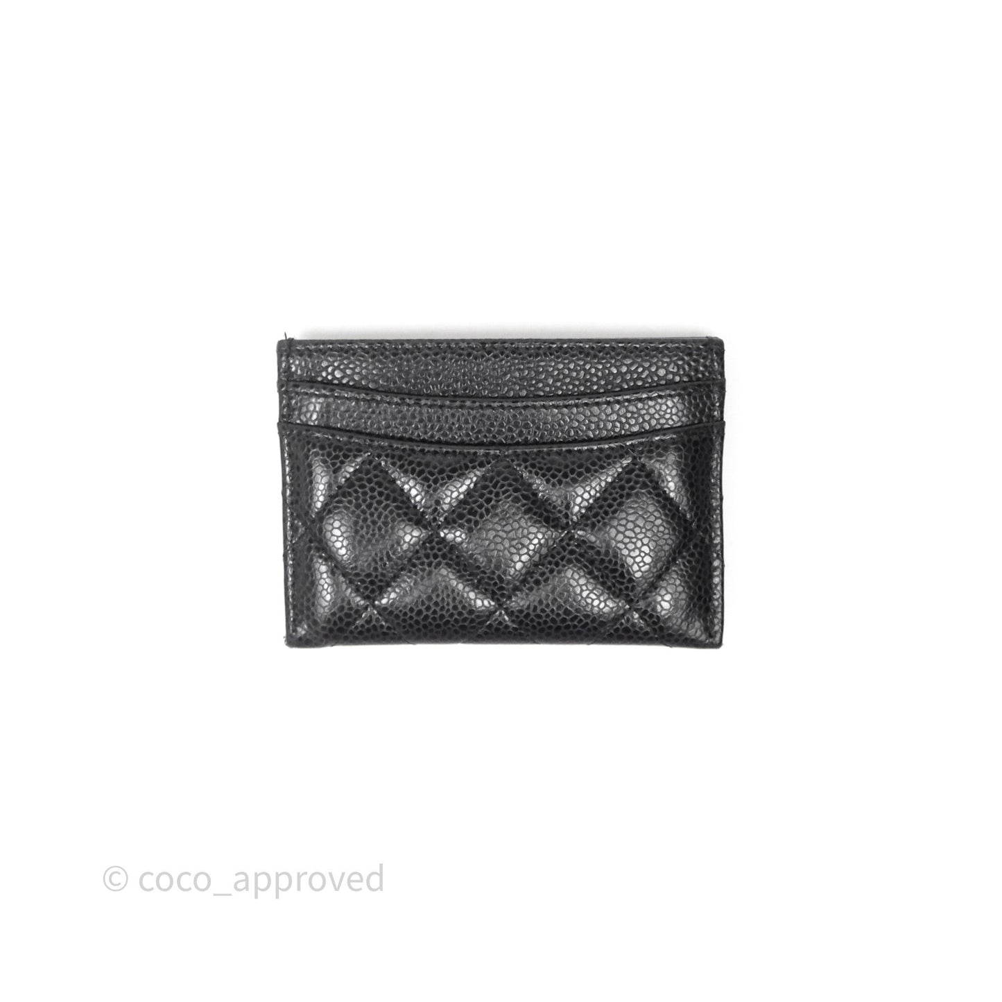 Chanel Classic Flat Card Holder Black Caviar Gold Hardware