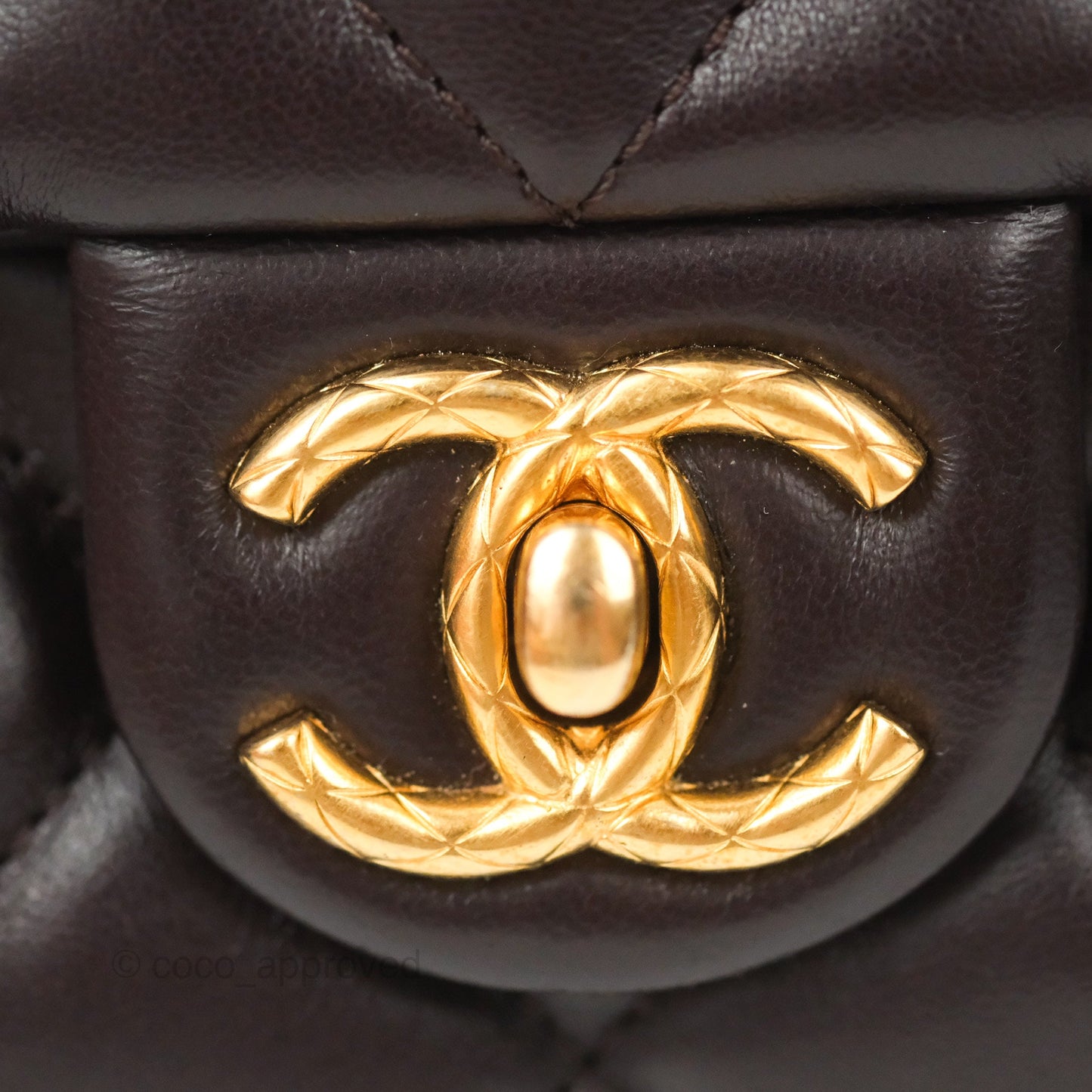 Chanel Flap Bag with Adjustable Strap Dark Brown Lambskin Aged Gold Hardware 22K
