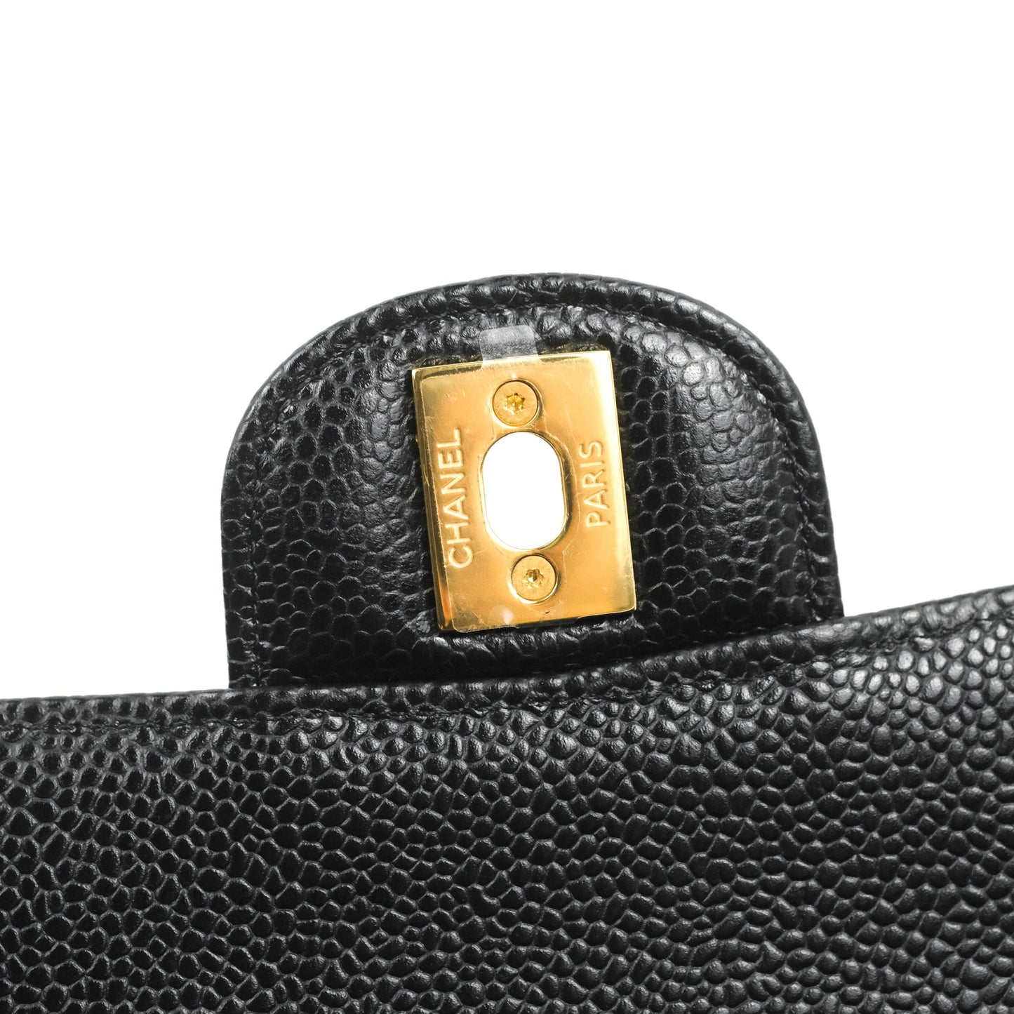 Chanel Classic M/L Medium Flap Quilted Black Caviar Gold Hardware