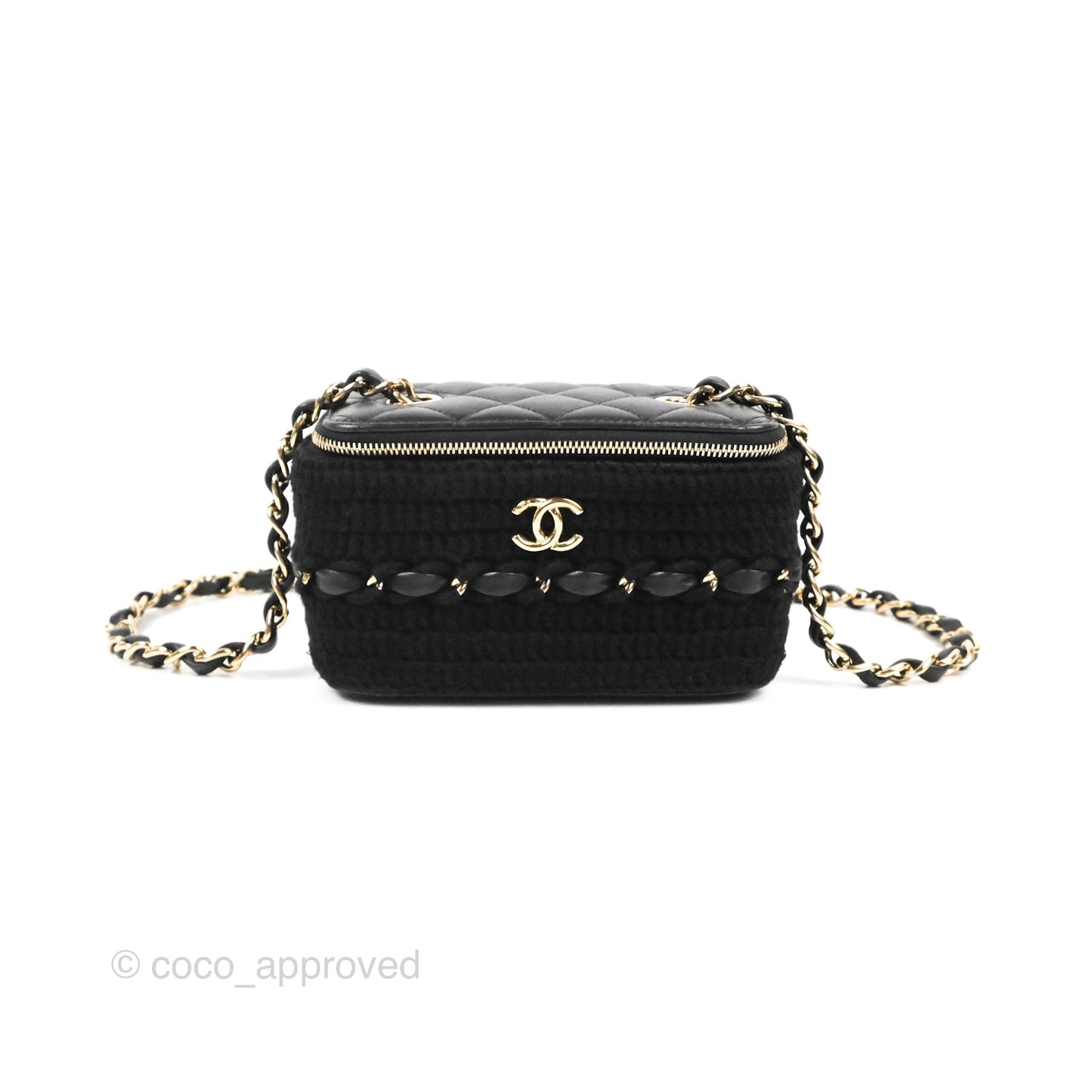 Chanel Vanity with Chain Crochet Black Lambskin Gold Hardware