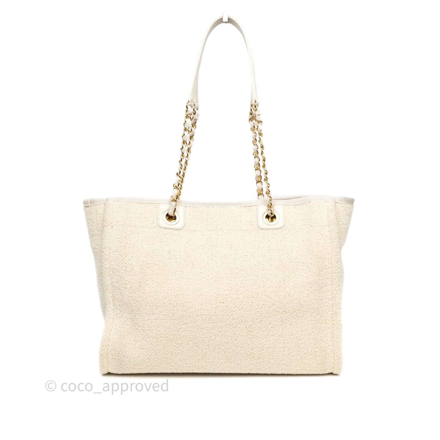 Chanel Medium Deauville Tote Ivory Lurex Boucle 19A