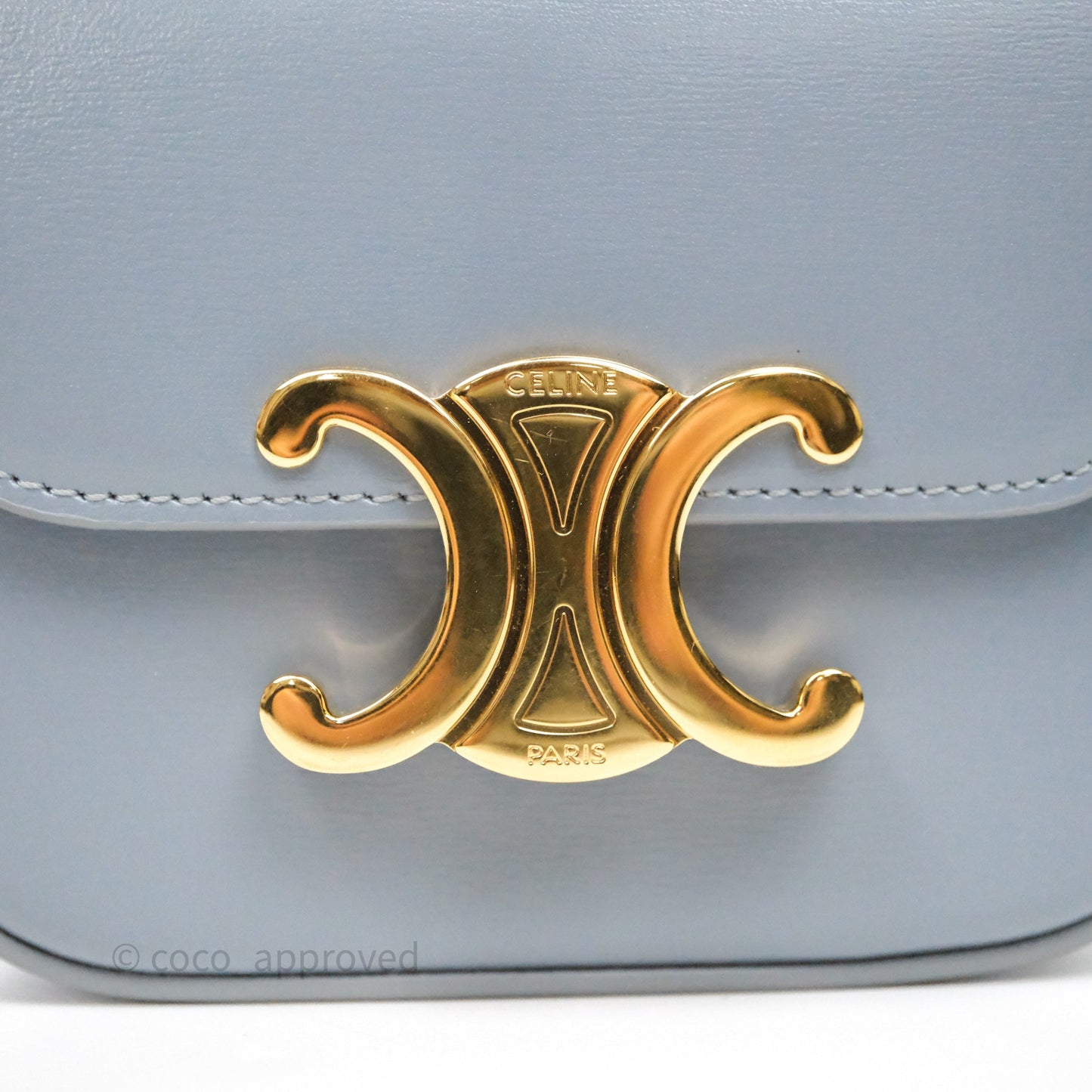 Celine Mini Triomphe Shiny Calfskin Blue Grey