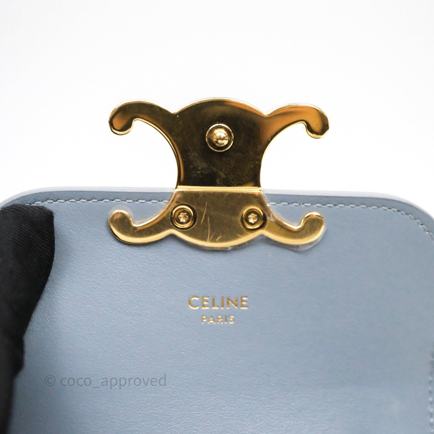 Celine Mini Triomphe Shiny Calfskin Blue Grey