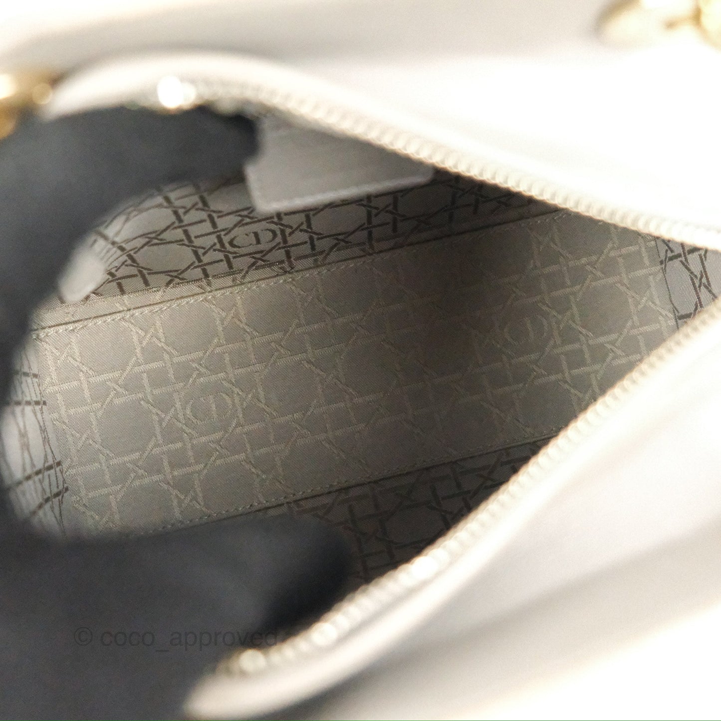 Christian Dior Medium Lady Dior Grey Lambskin Gold Hardware Fox Charm