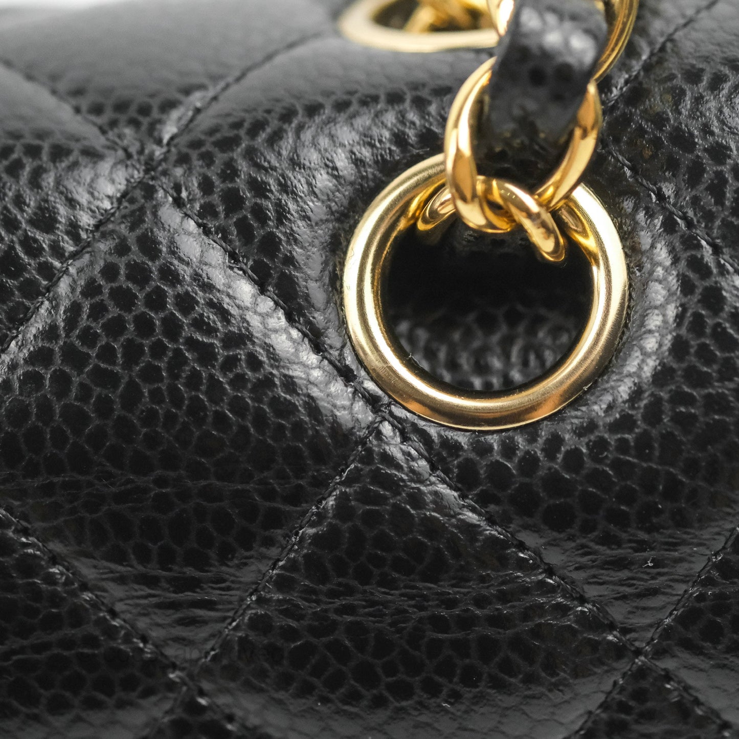 Chanel Classic M/L Medium Flap Quilted Black Caviar Gold Hardware