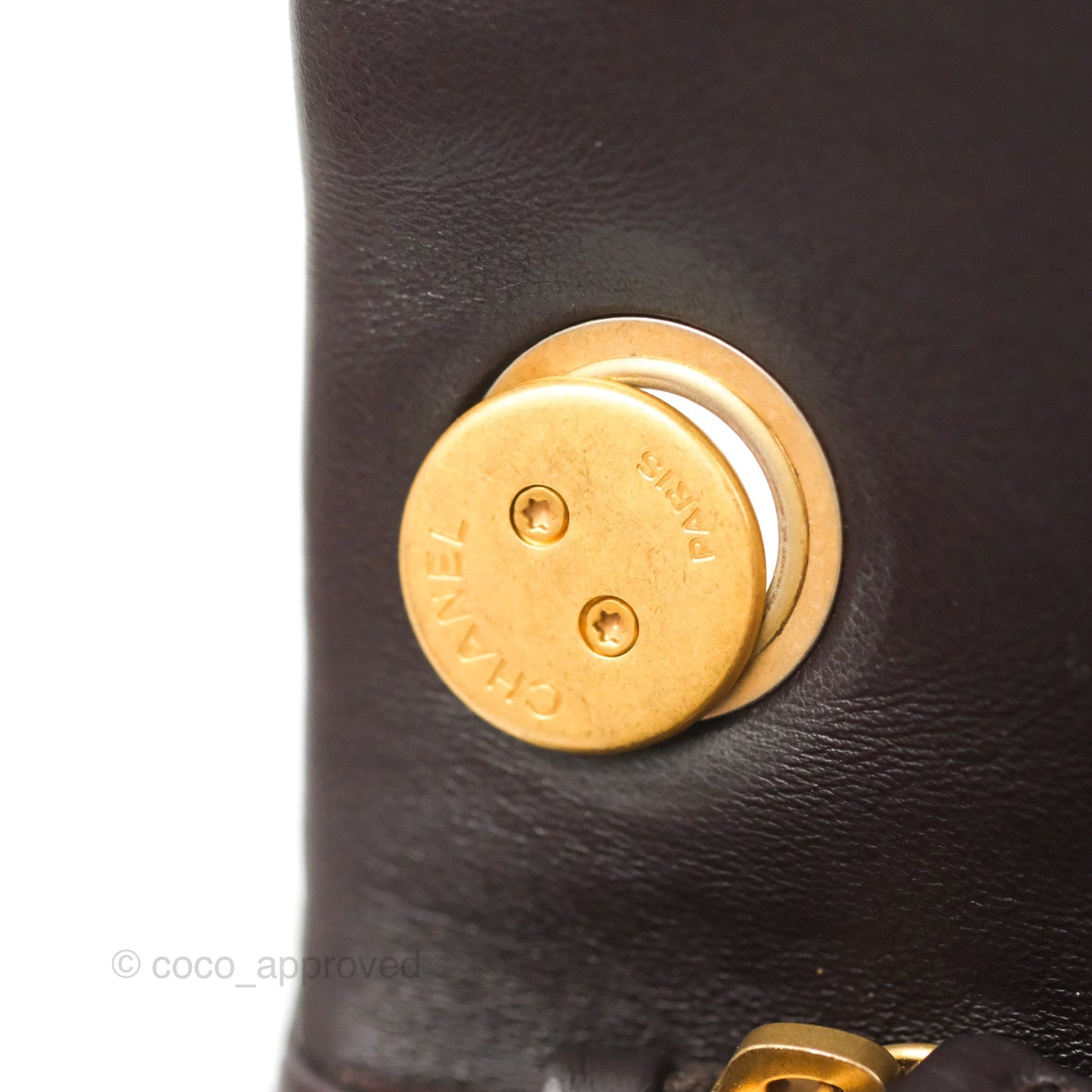 Chanel Flap Bag with Adjustable Strap Dark Brown Lambskin Aged Gold Hardware 22K